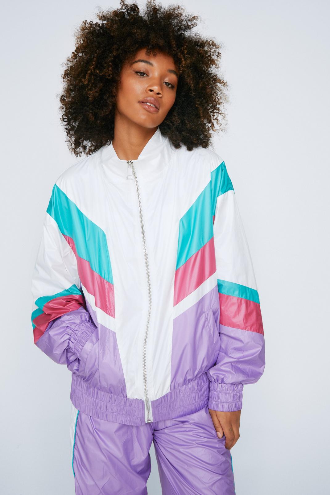 Lilac Colourblock Zip Through Windbreaker Jacket image number 1