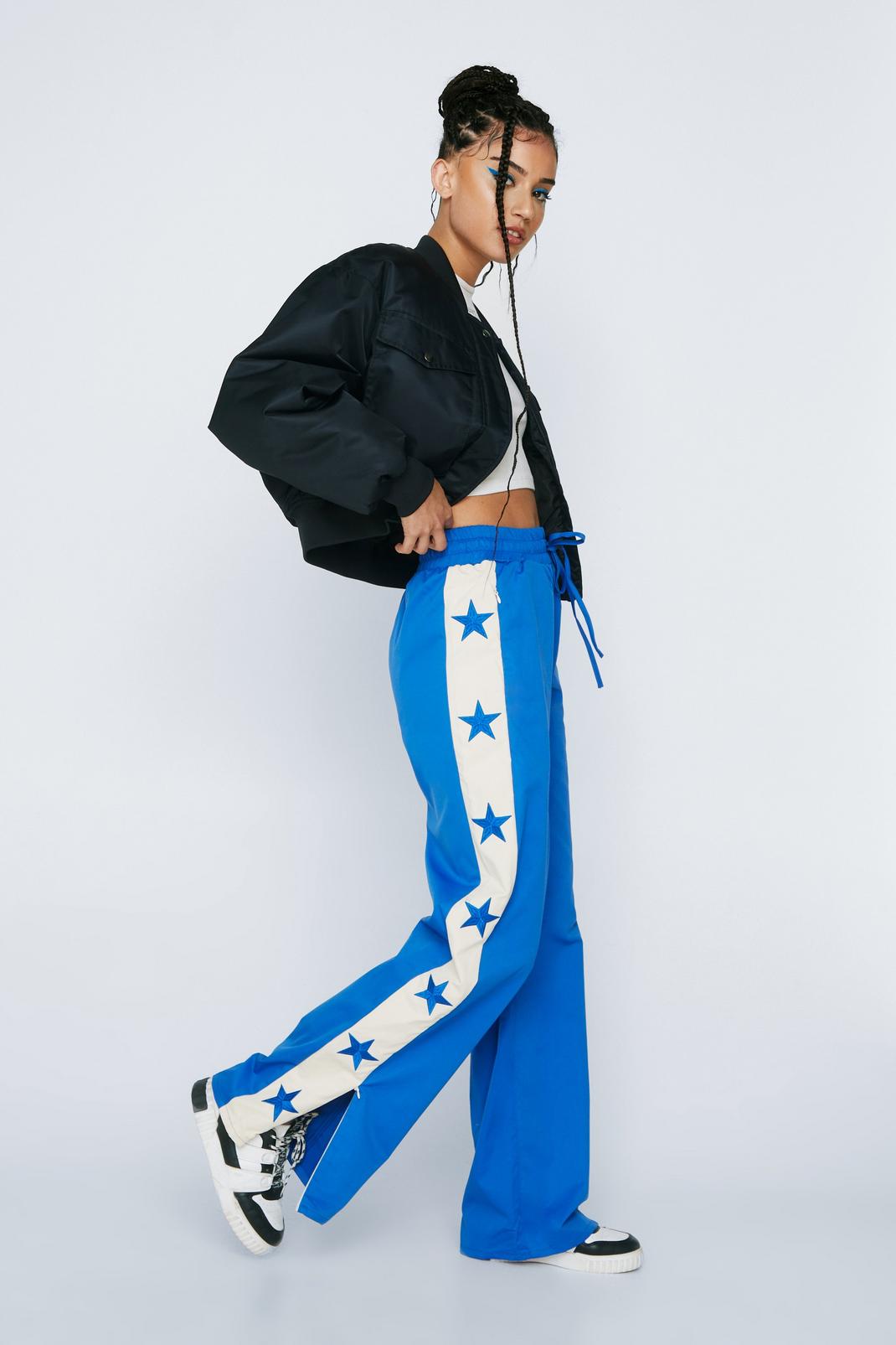 Cobalt Embroidered Star Tape Detail Twill Trousers image number 1