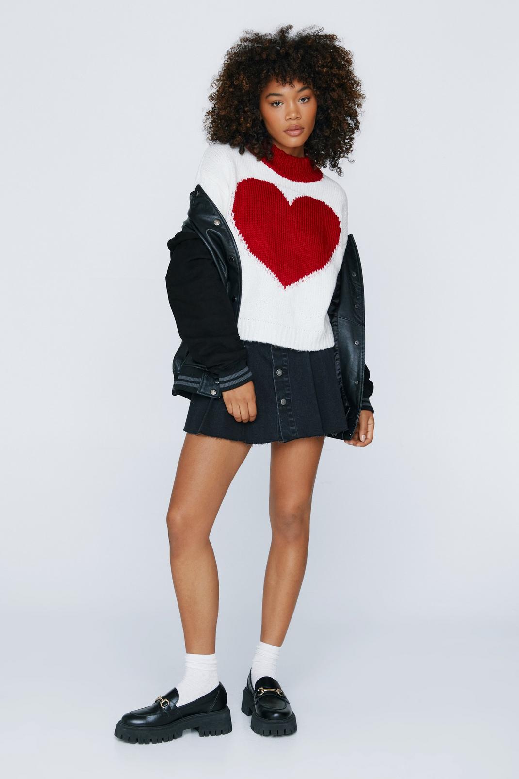 Cream Oversized Heart Sweater image number 1