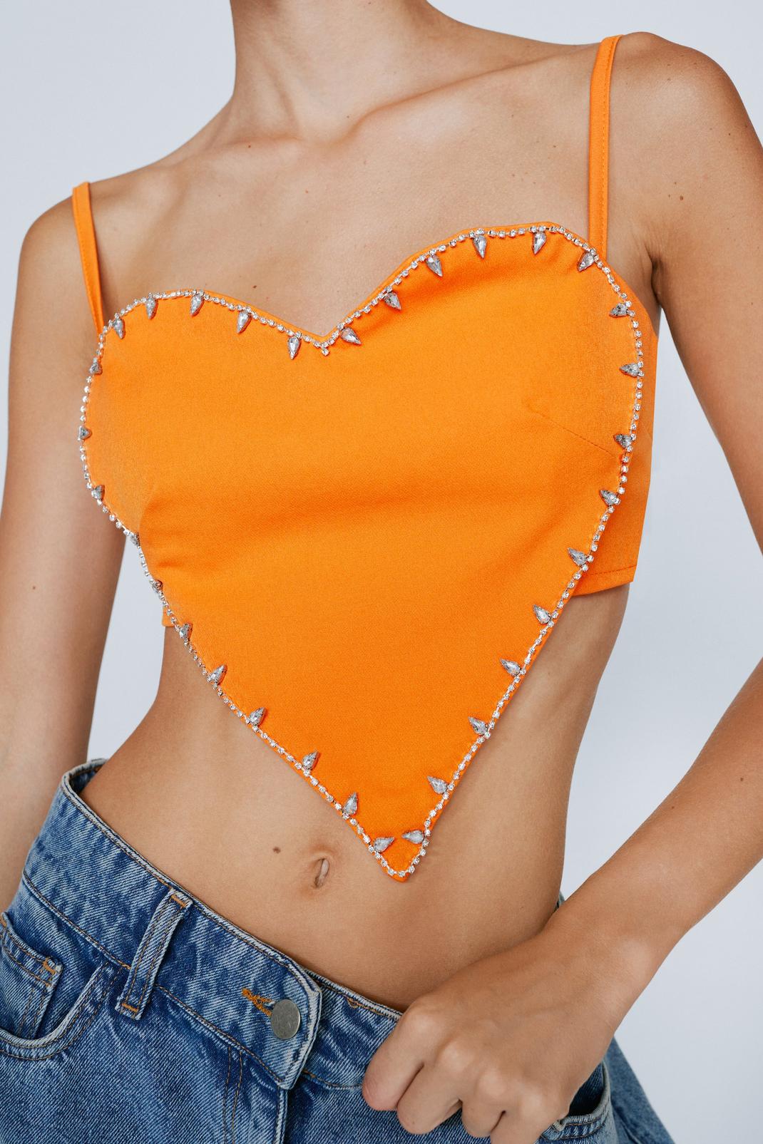 Ribbed Fire Heart Cropped Tank Top
