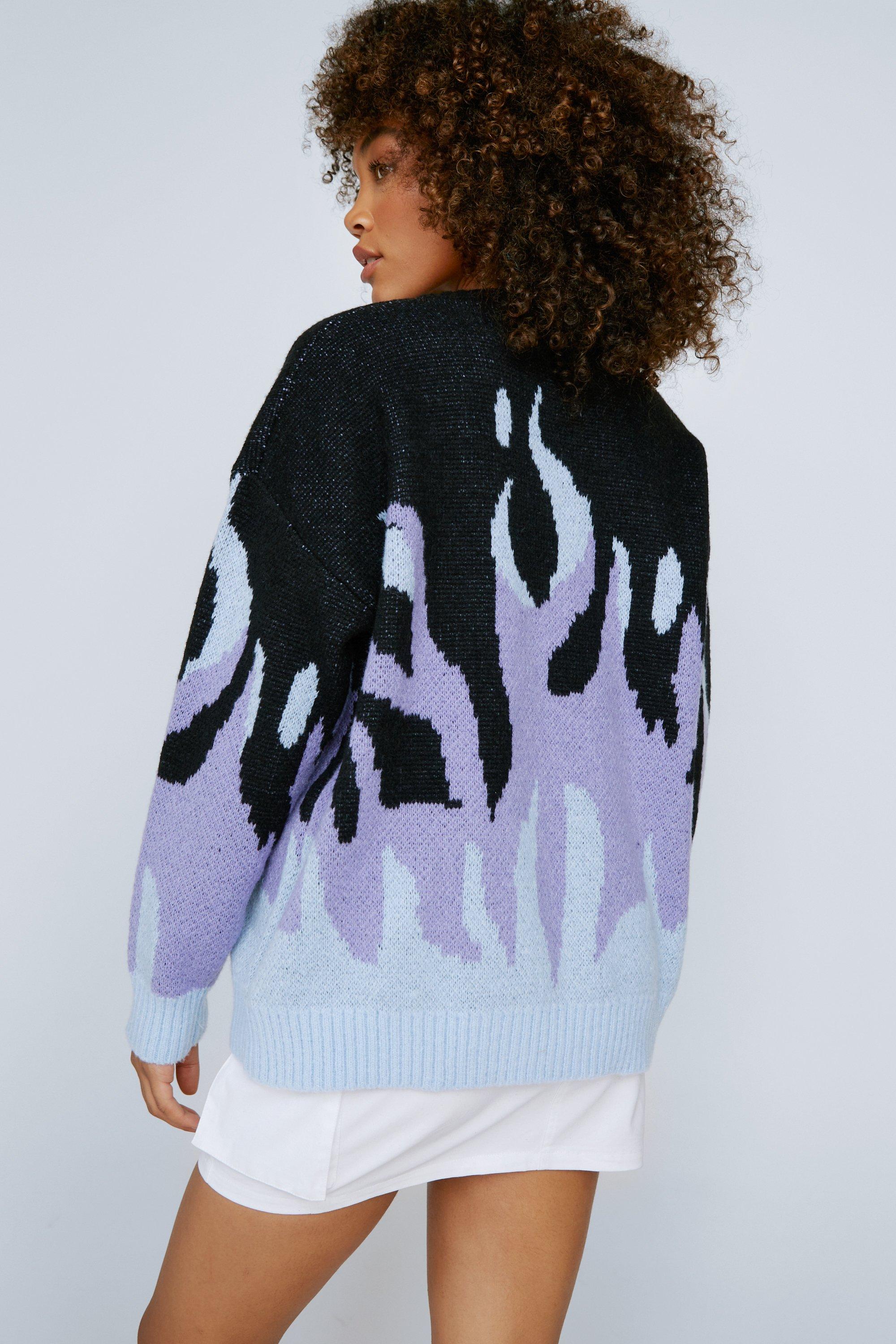 Black jumper with blue flames hot sale