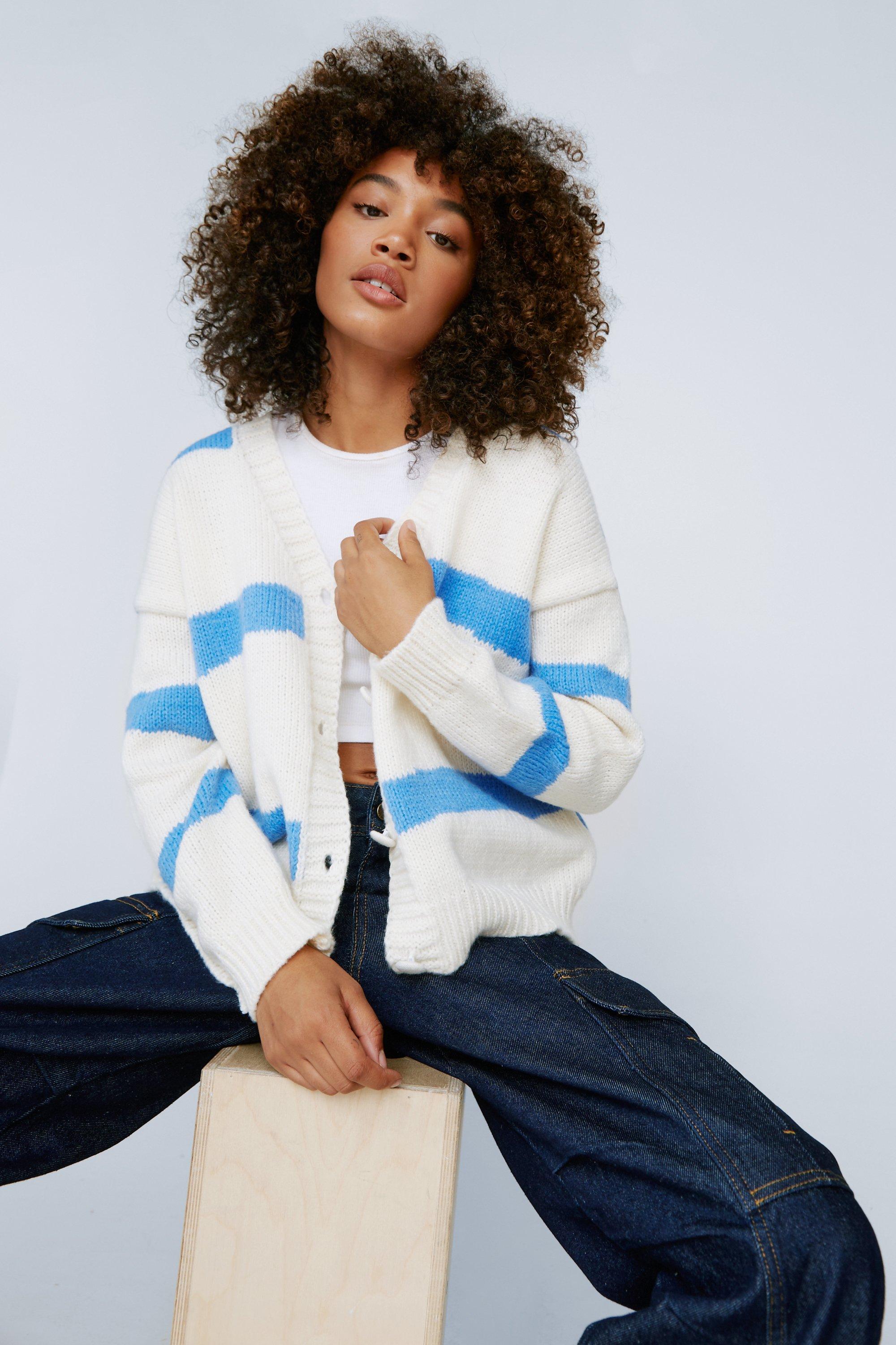 Cardigan duveteux a rayures et boutonnage simple Nasty Gal