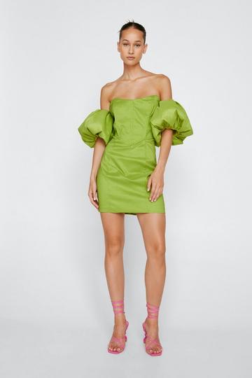 Bardot Taffeta Mini Dress lime