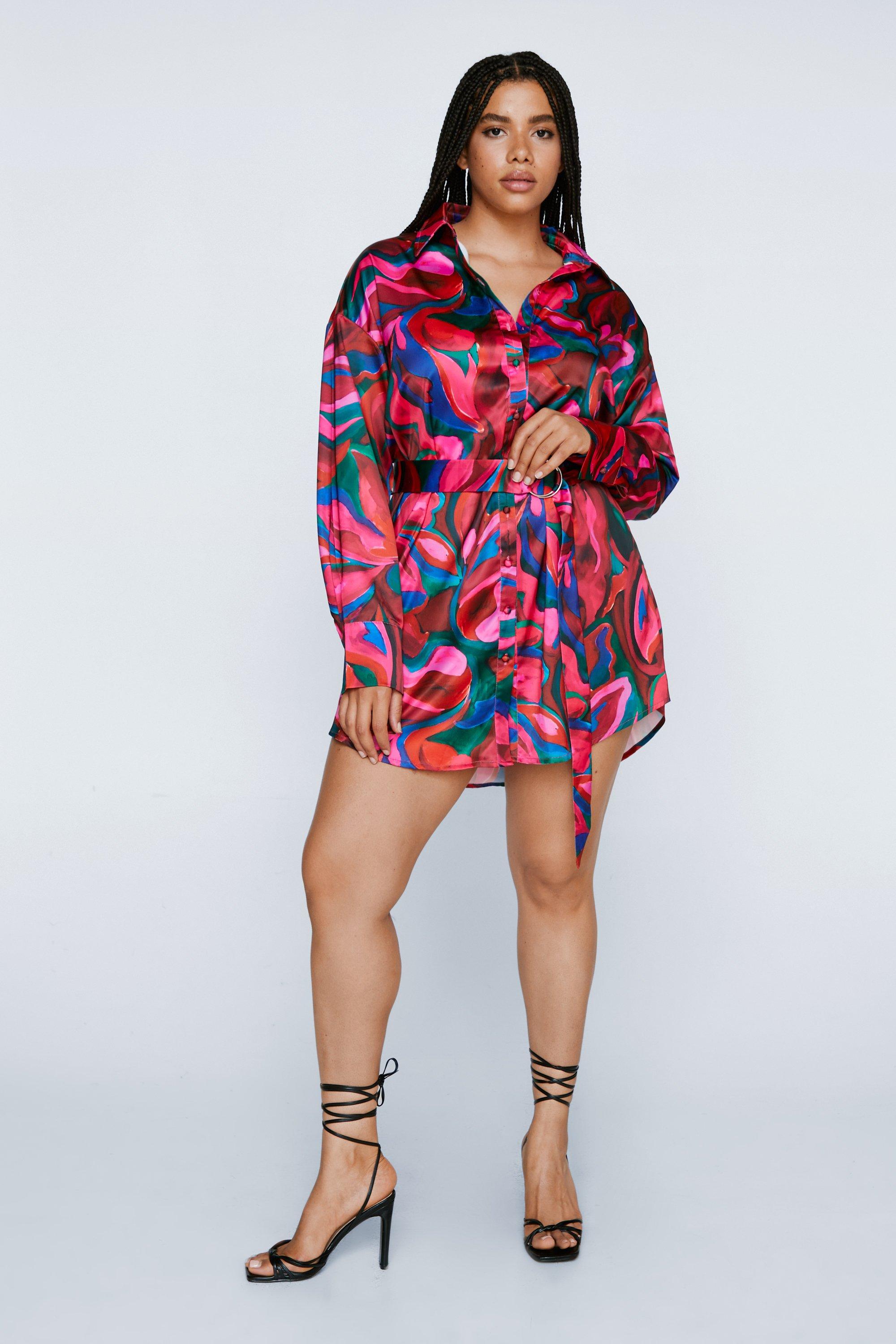 Plus size silk shirt on sale dress