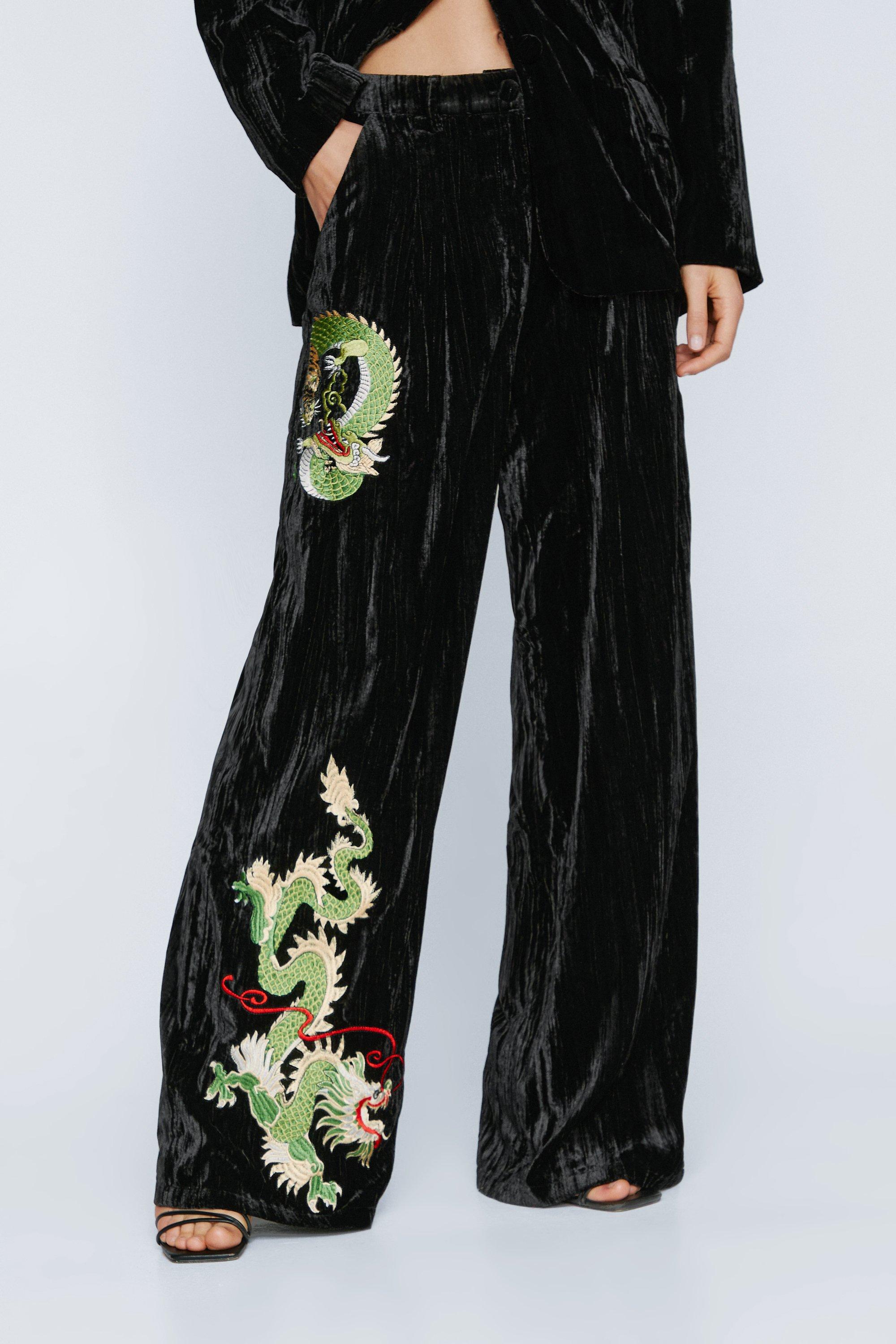 Premium Embroidered Velvet Flare Pants