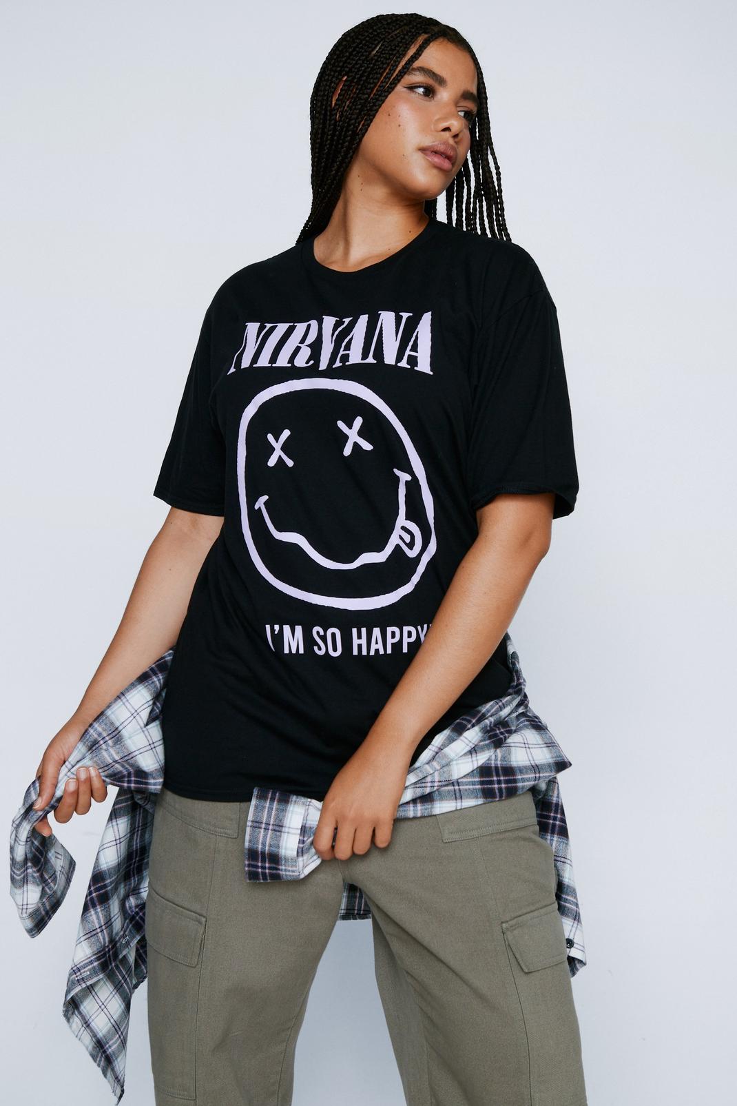 Grande taille - T-shirt oversize imprimé Nirvana, Black image number 1