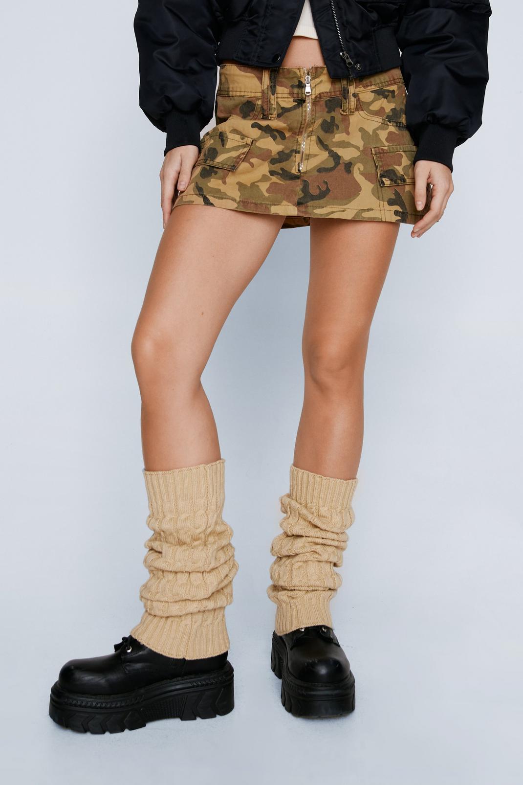 Beige Knitted Leg Warmers image number 1