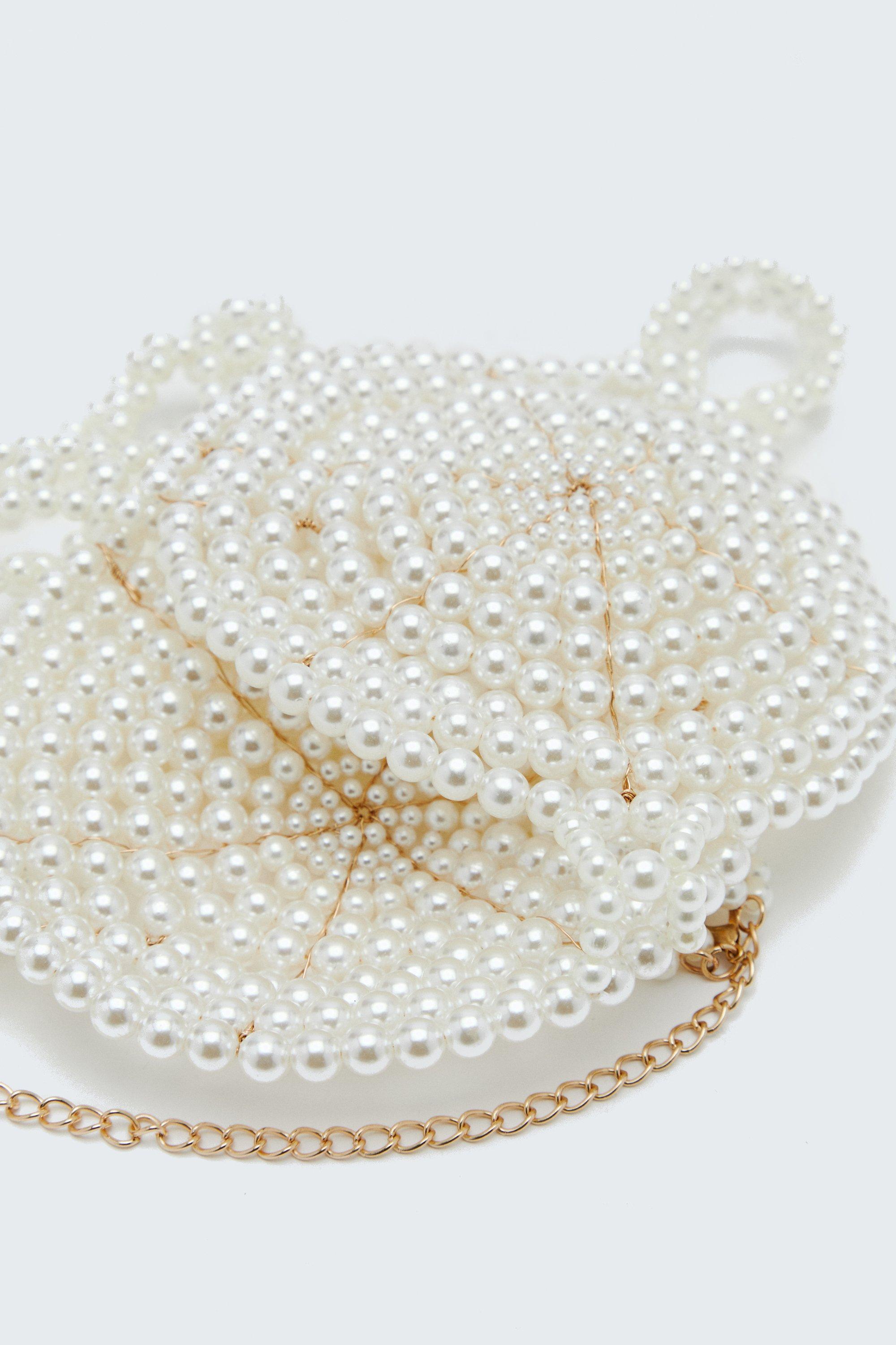 Buy White Pearl Bead Embellished, Full Figure Bra 36DDD Online in India 