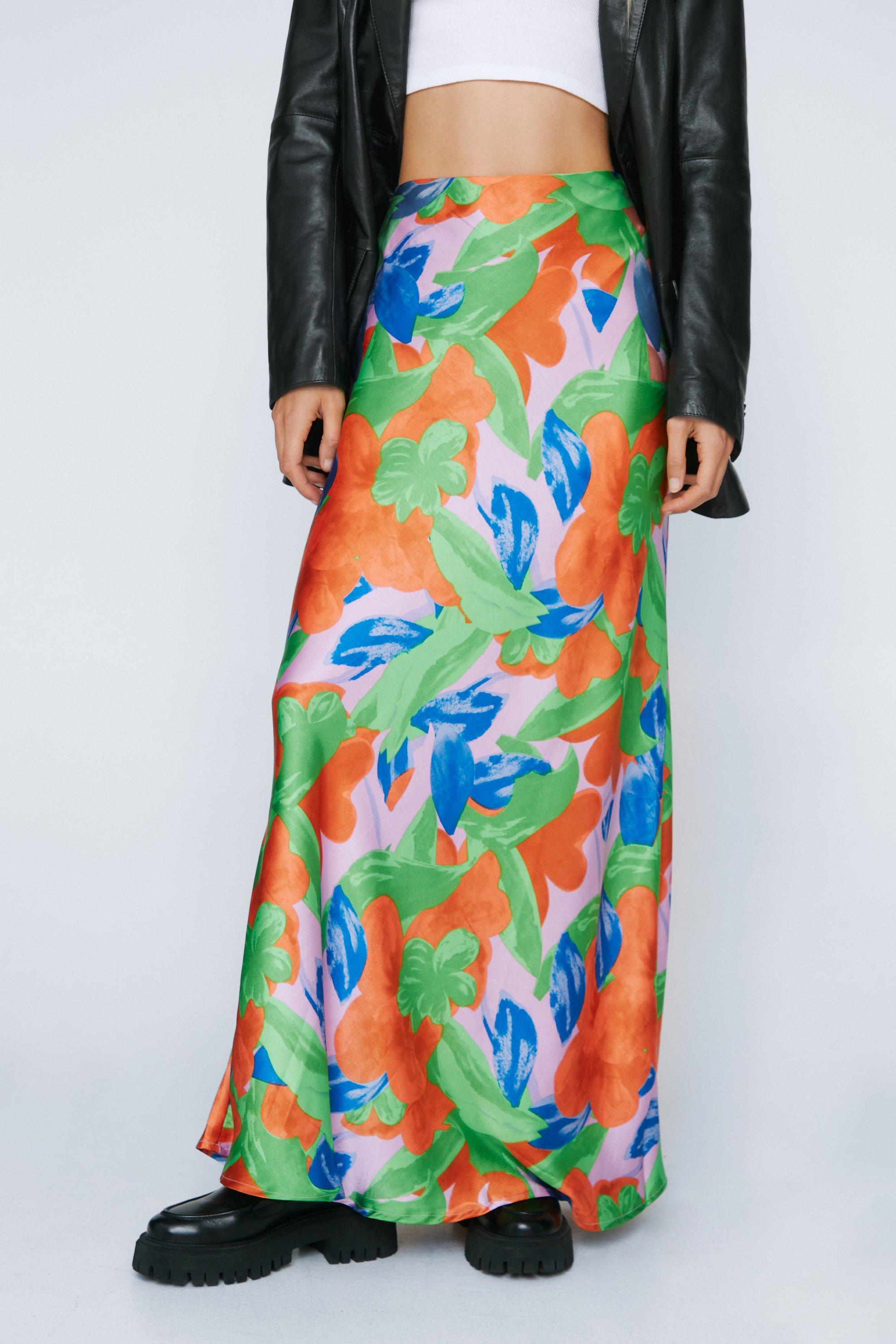 【NASTYFANCY】FLOWER PATTERN SLIT LONG SKIRT ASOS DESIGN slit leg maxi skirt in floral print | ASOS