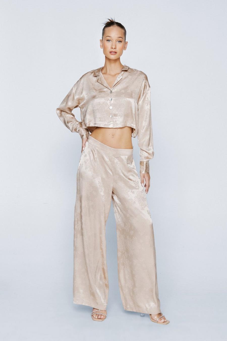 Petite Satin Relaxed Wide Leg Trousers
