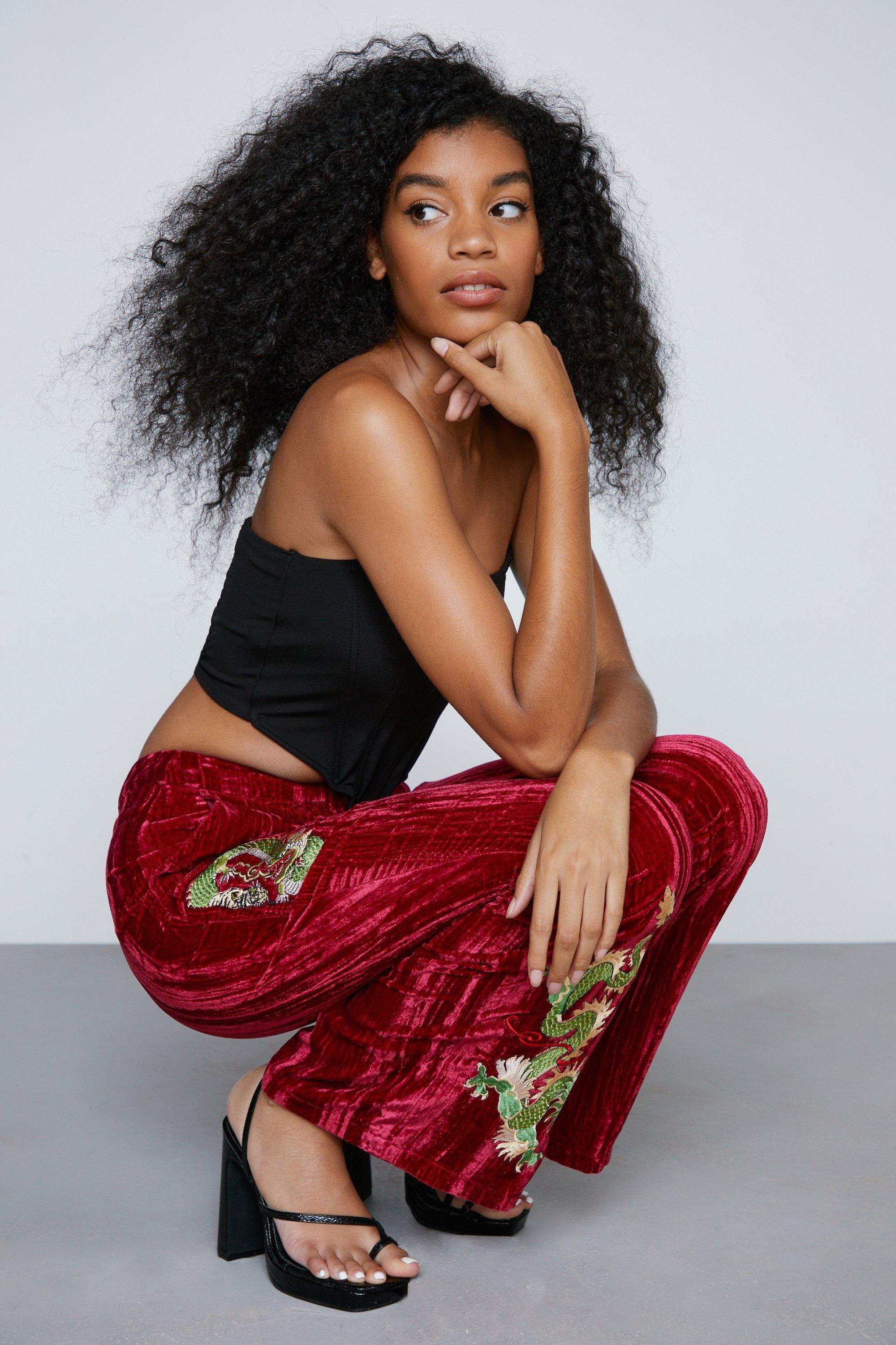 Premium Embroidered Velvet Flares