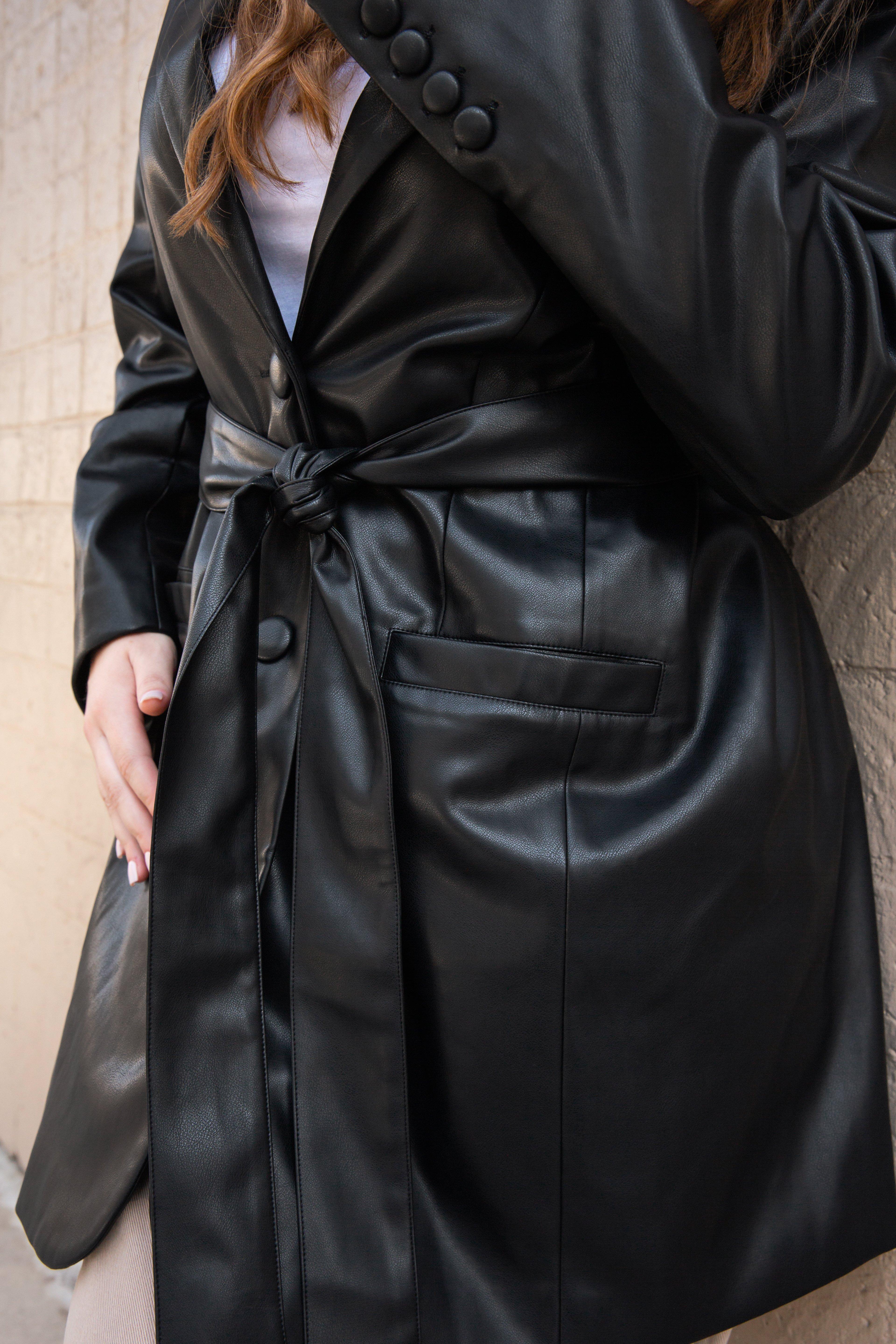 Plus size faux outlet leather coat