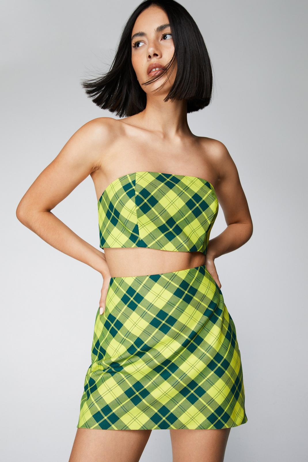 Multi Check Two Piece Tailored Mini Skirt image number 1