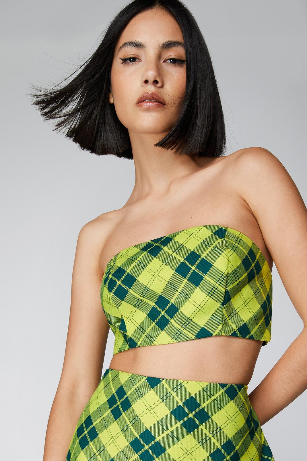 Multi Check Tailored Bandeau Bralet image number 1