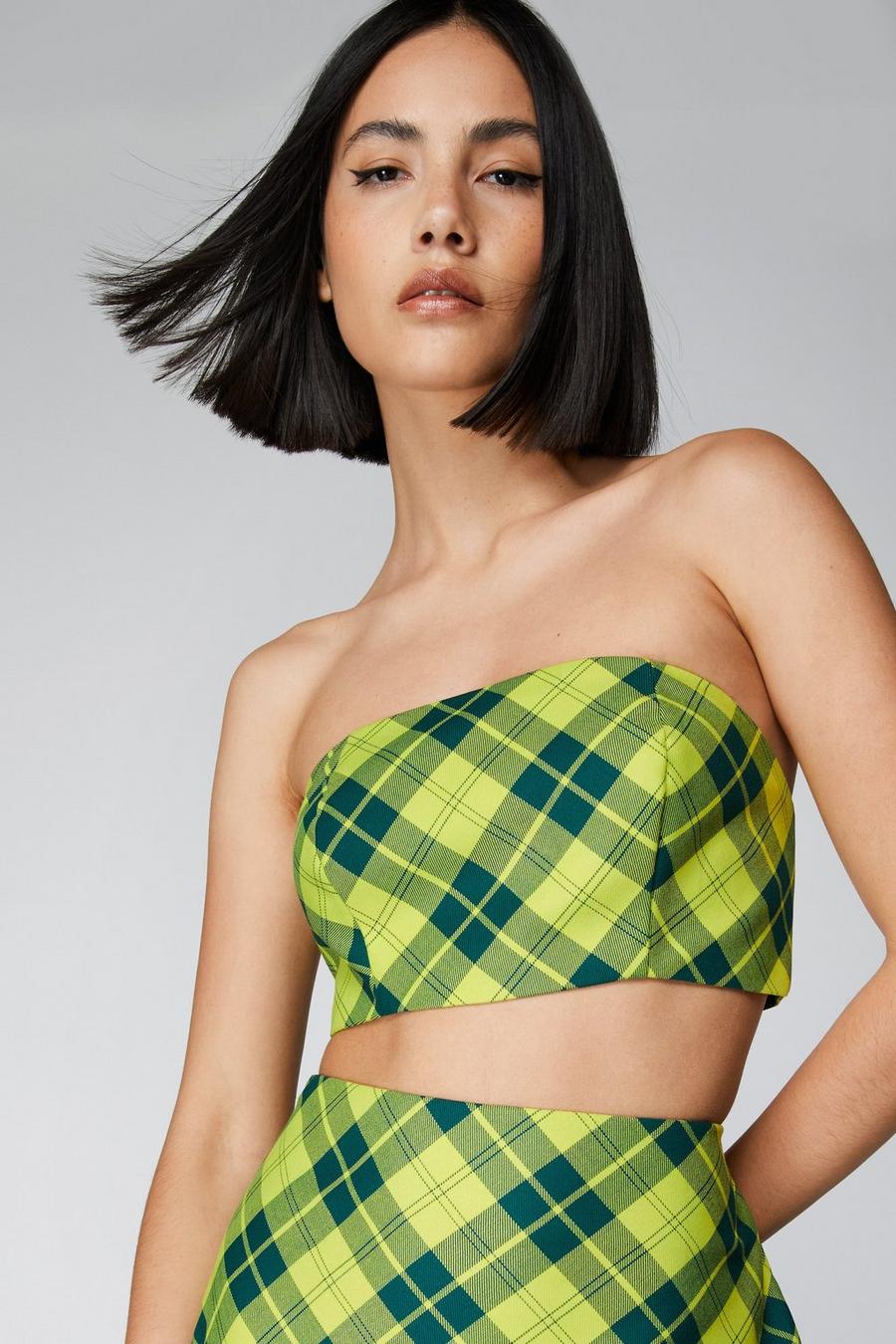 Check Tailored Bandeau Bralet
