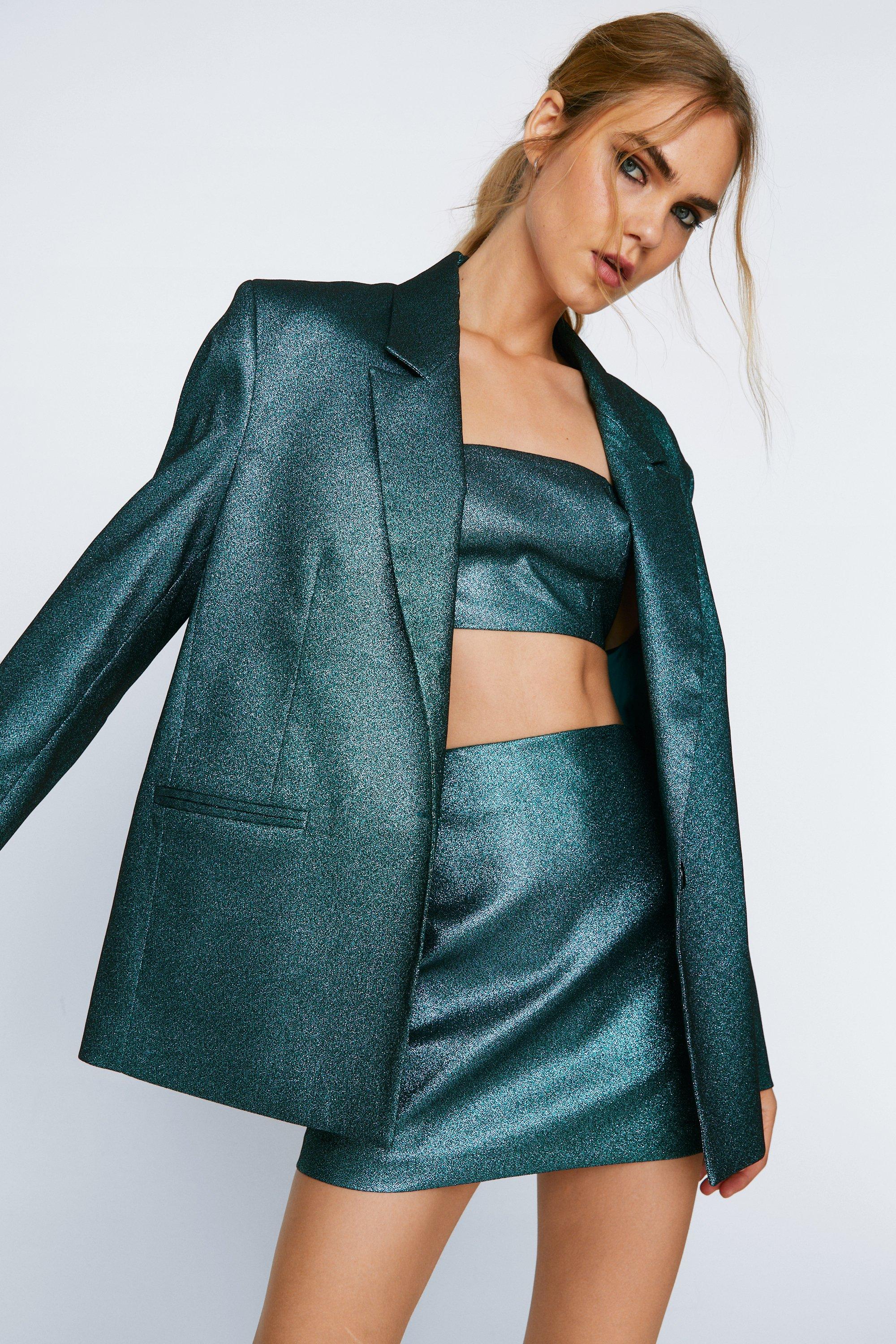 Metallic Glitter Tailored Blazer