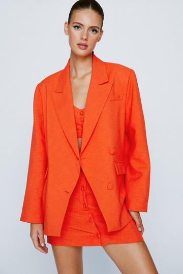 Orange Asymmetric Single Breasted Blazer