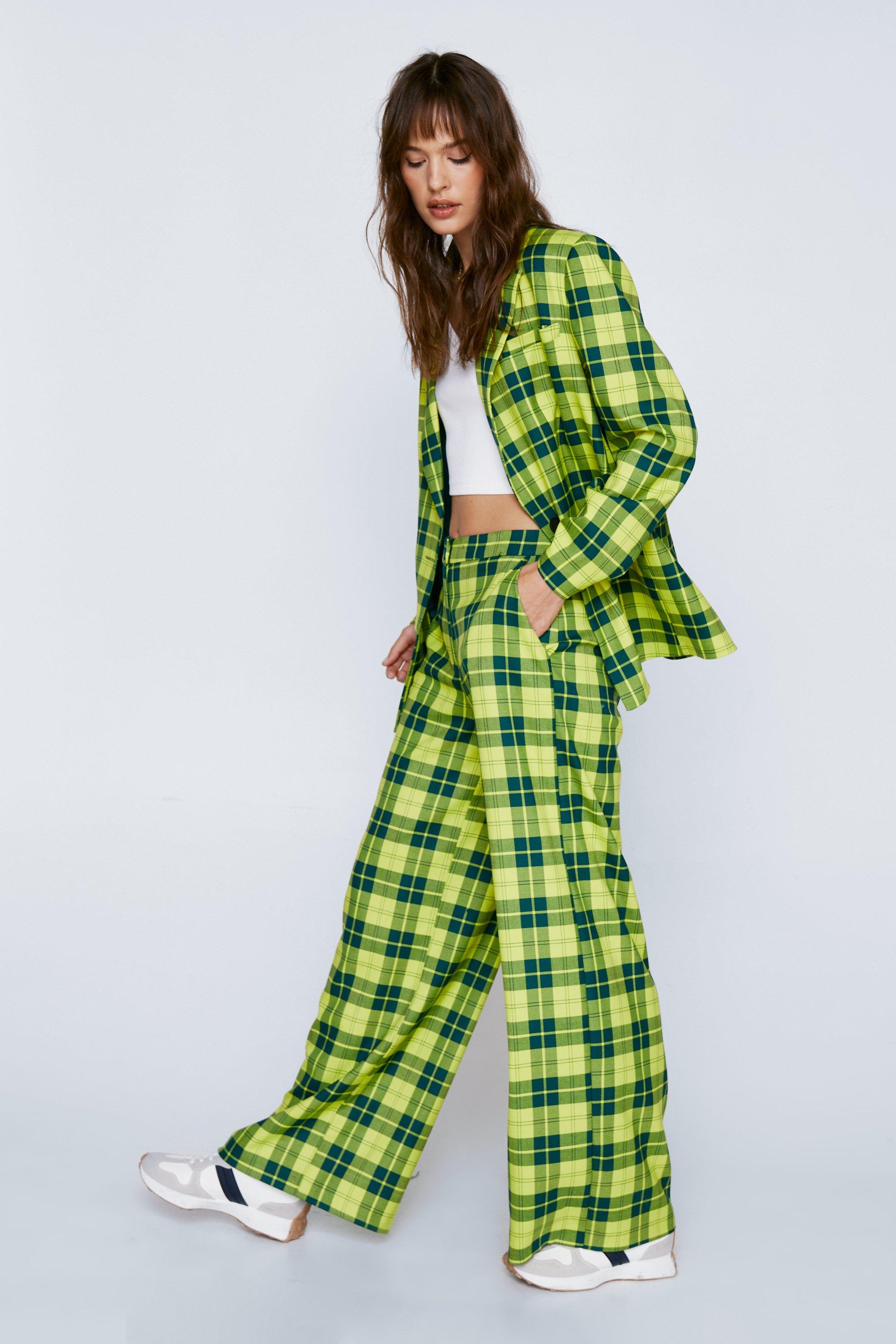 Yellow plaid 2024 pants zara