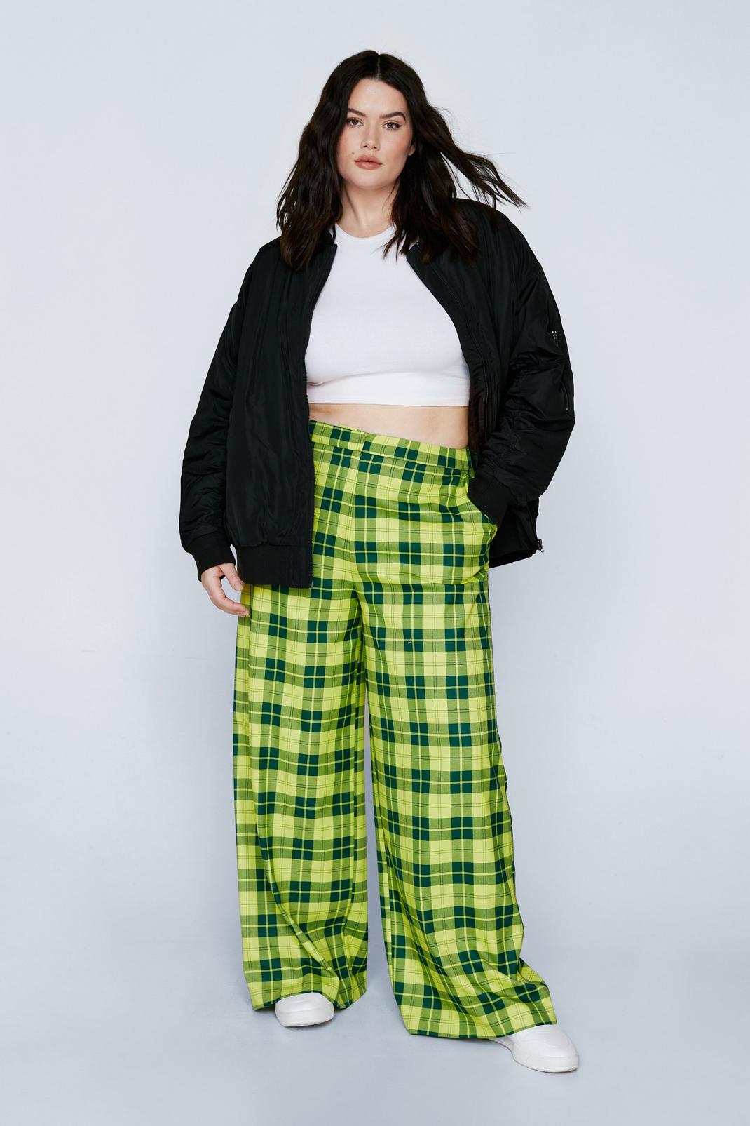 Korean Style Plaid Wide Leg Pants For Women Plus Size, High Waist,  Oversized Checkered Checked Trousers Women For Summer 210707 From Lu003,  $43.27