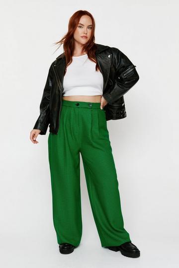 Plus Size Super Wide Leg Houndstooth Pants green