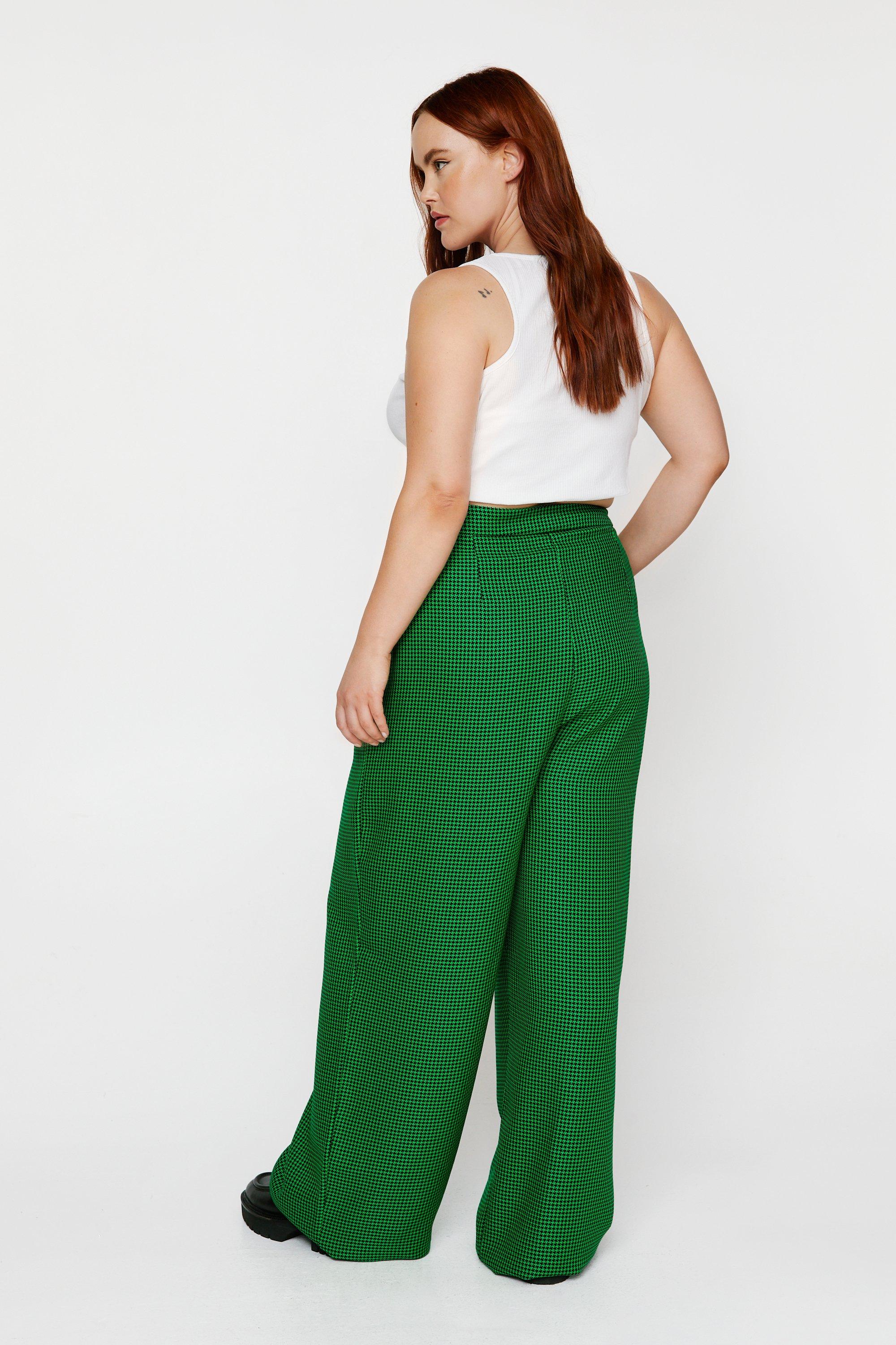 Plus size hot sale checkered trousers