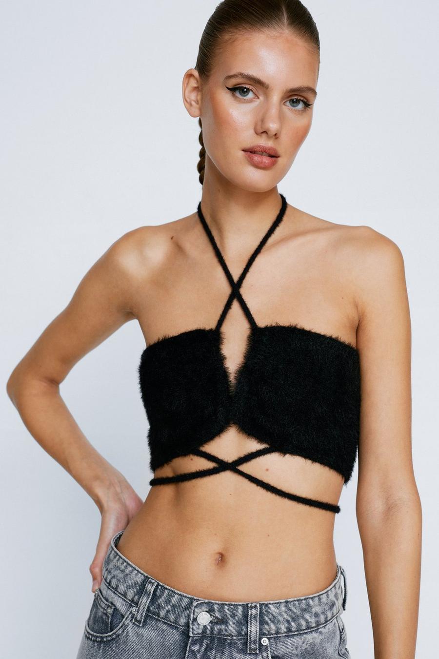 Fluffy Flossed Waist Knitted Bandeau