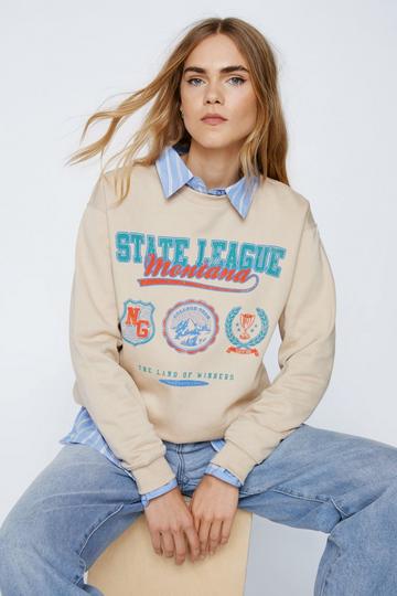 League Graphic Oversized Jumper oatmeal