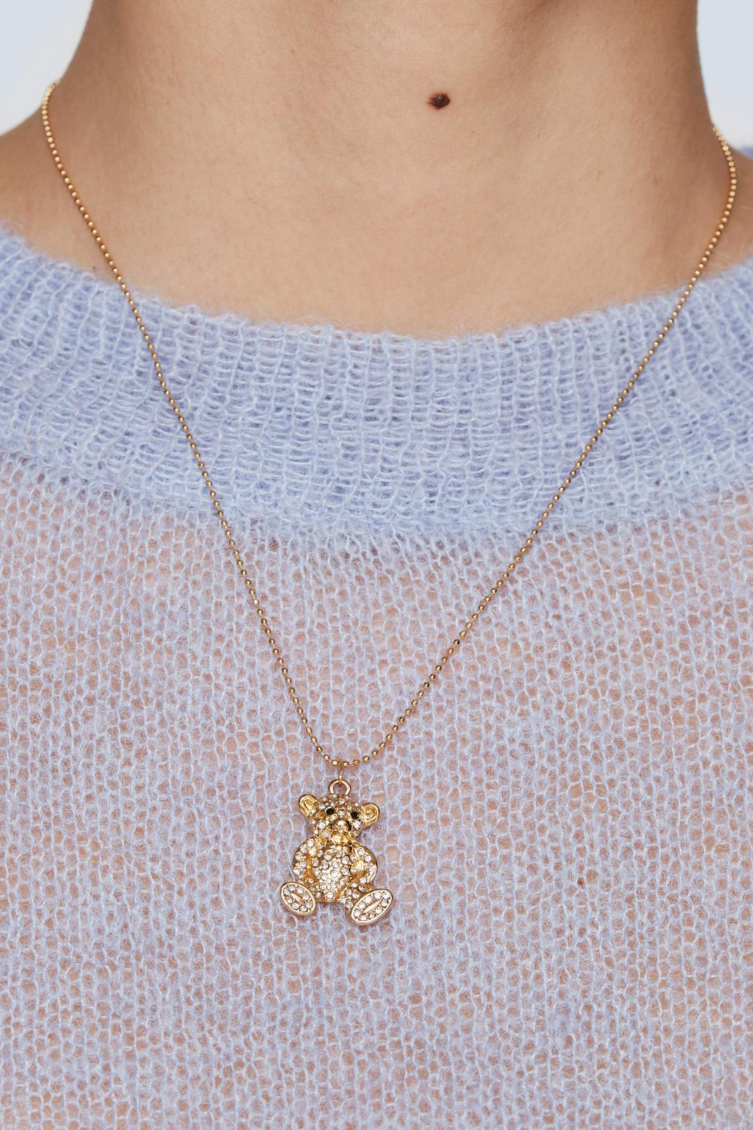 Gold Plated Gummy Bear Pendant Necklace image number 1