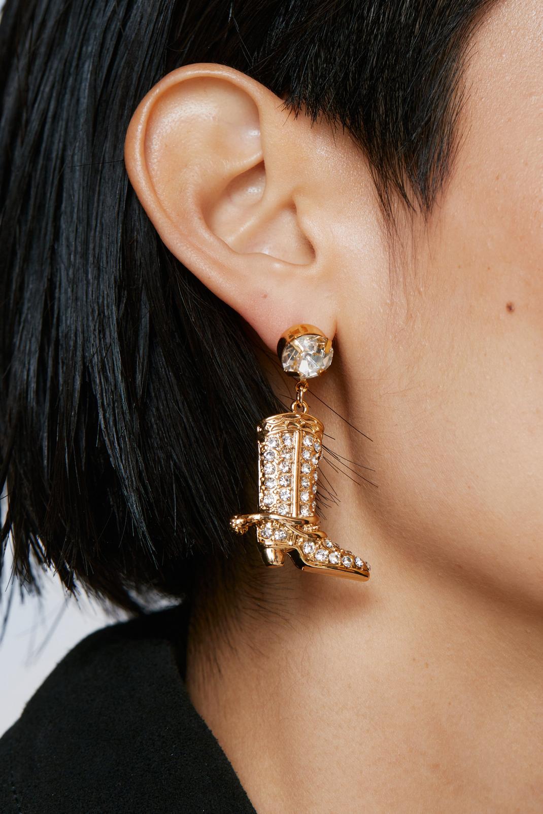 Gold Plated Cowboy Boot Earrings  image number 1