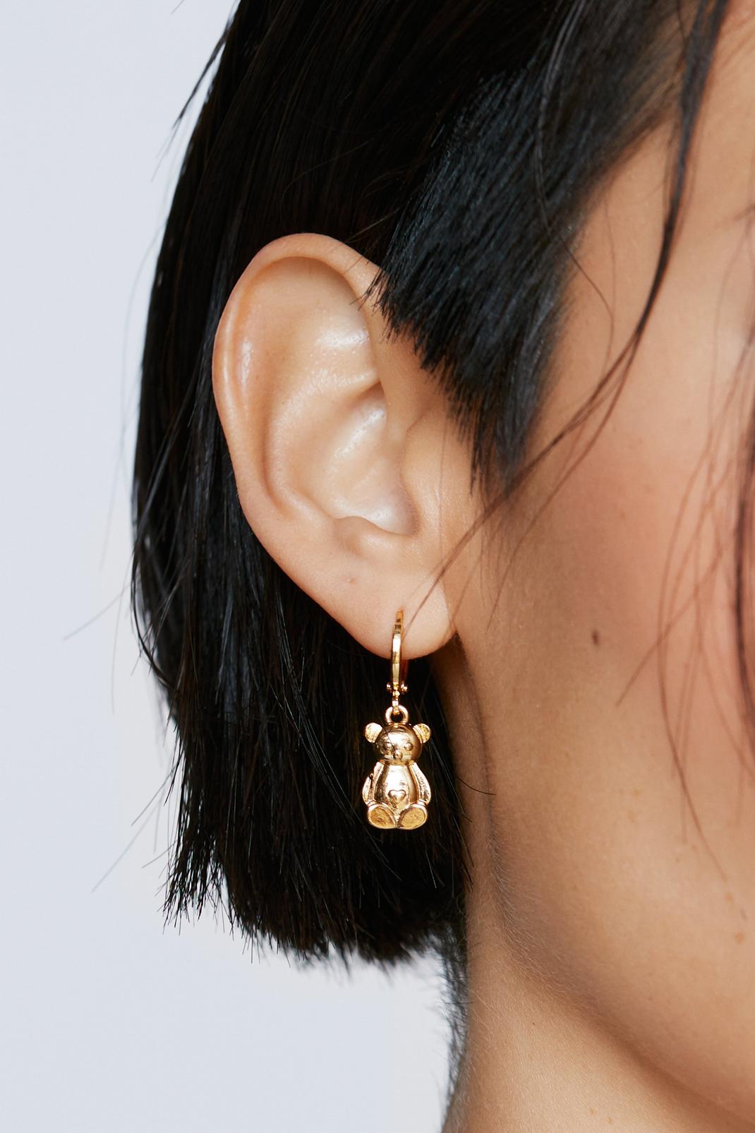 Gold Plated Gummy Bear Drop Earrings  image number 1