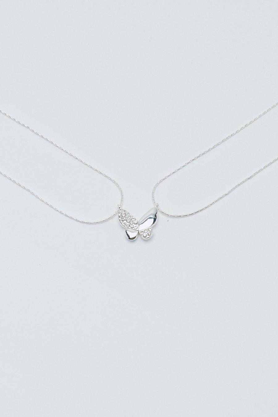 Recycled Silver Plated Butterfly Friendship Necklace