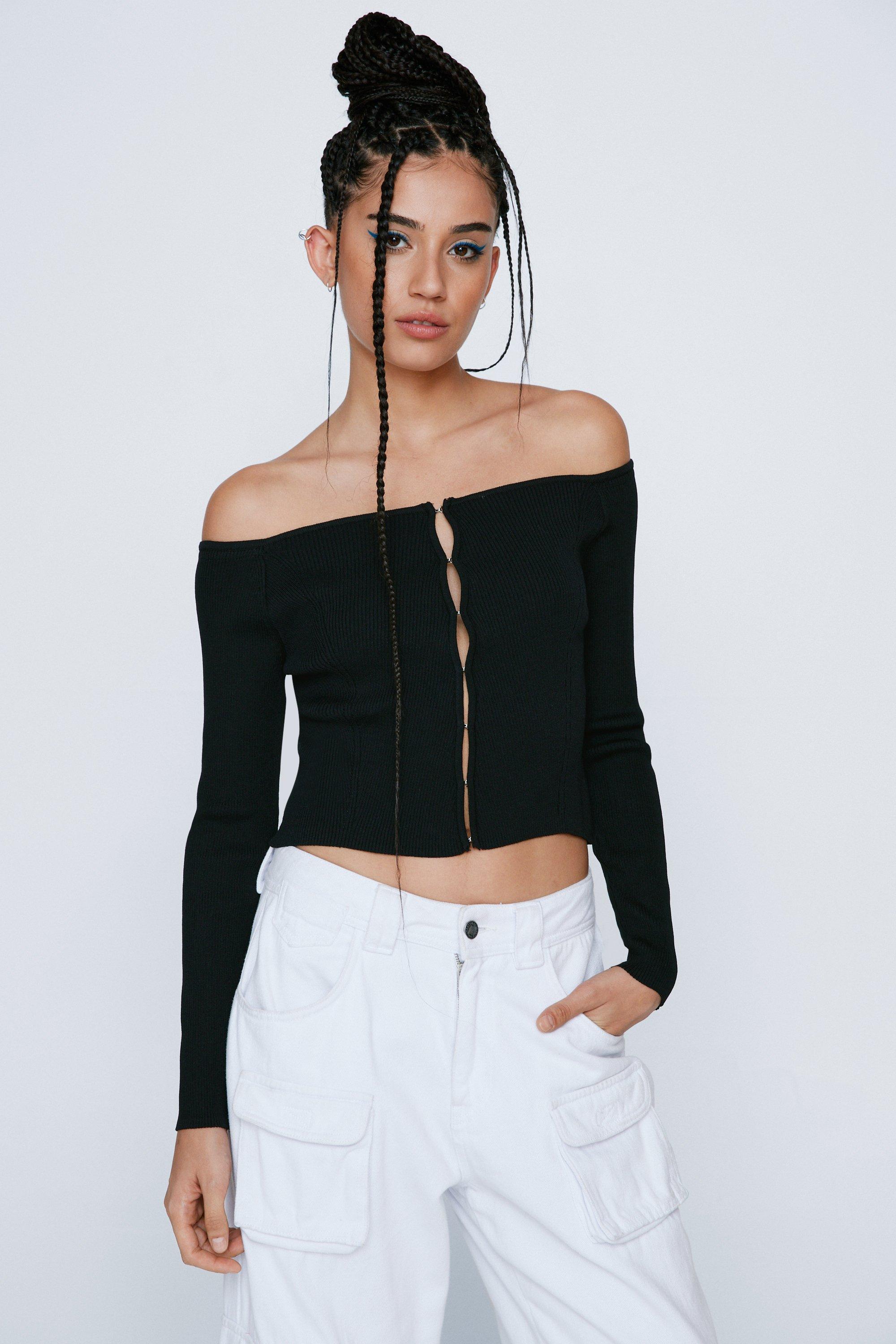 Hook And Eye Bandeau Knitted Top