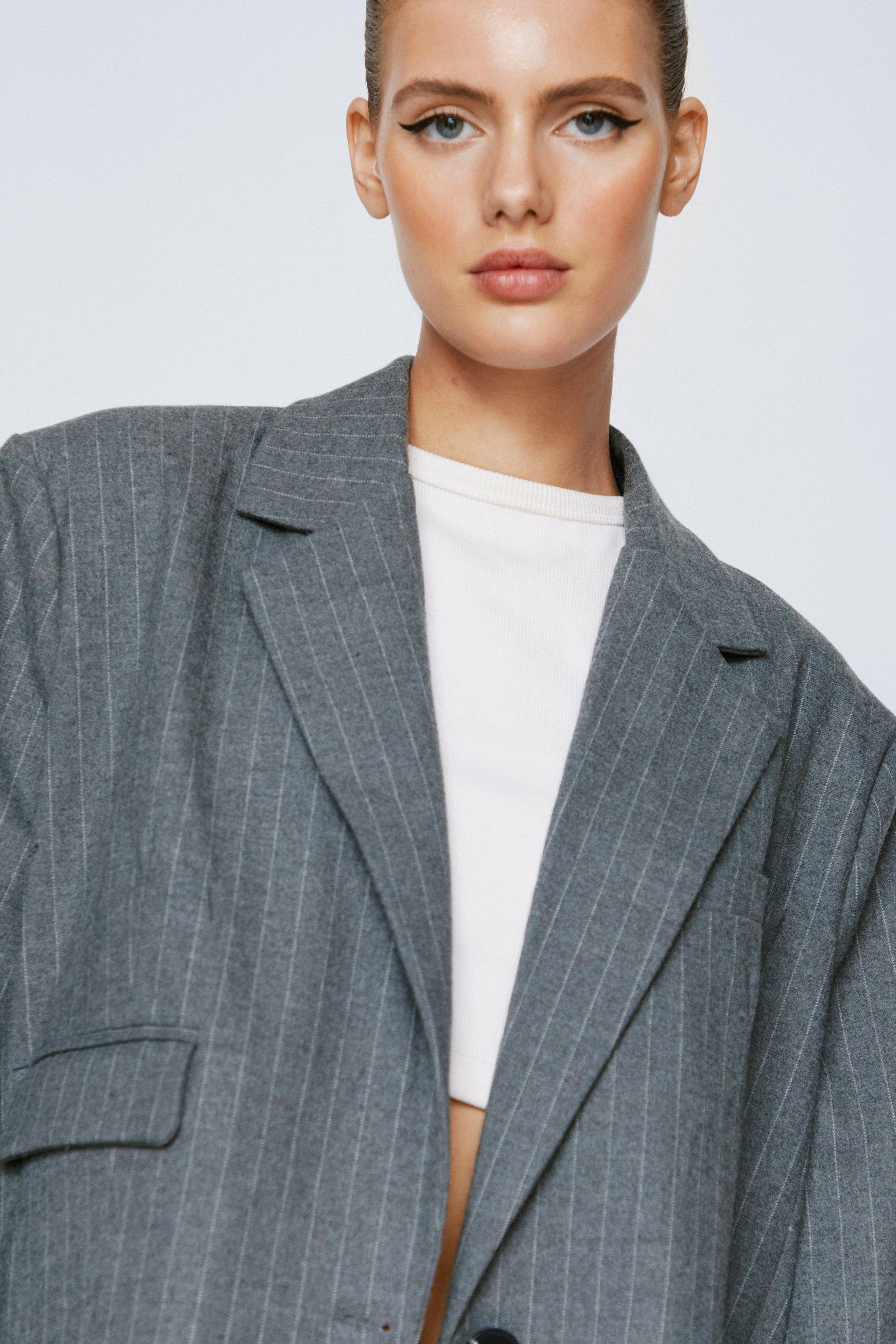 Grey on sale pinstripe blazer