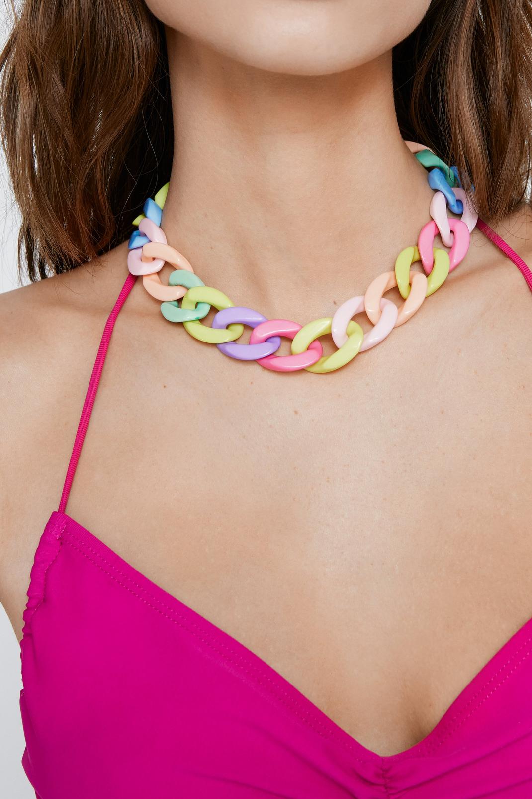 Multi Colored Chain Necklace  image number 1