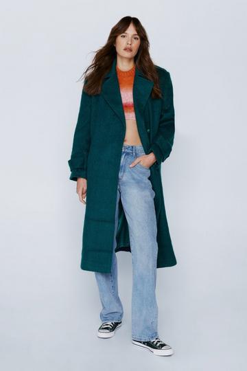 Premium Epaulet Detail Oversized Wool Blend Coat green