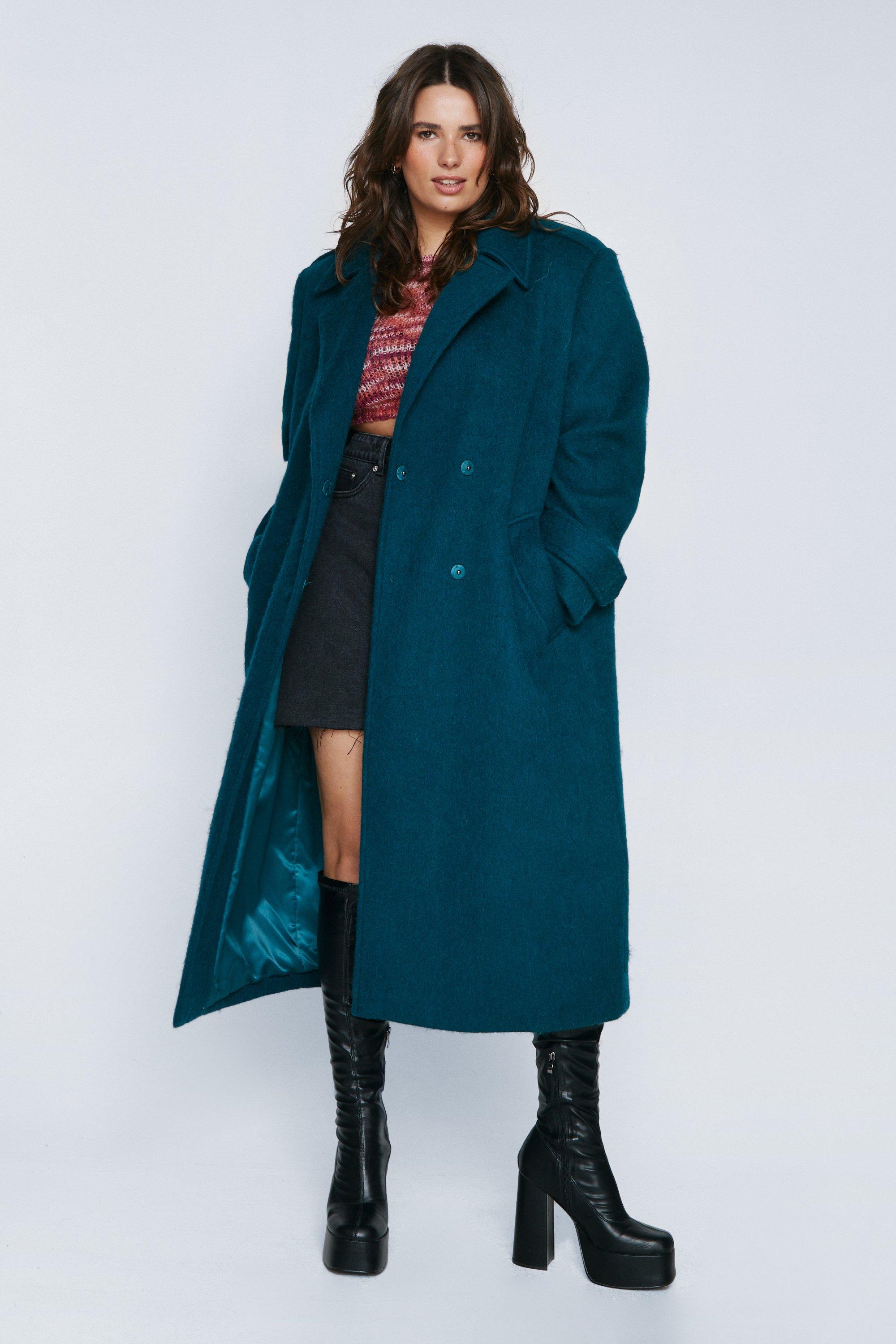 Plus Size Longline Wool Coat