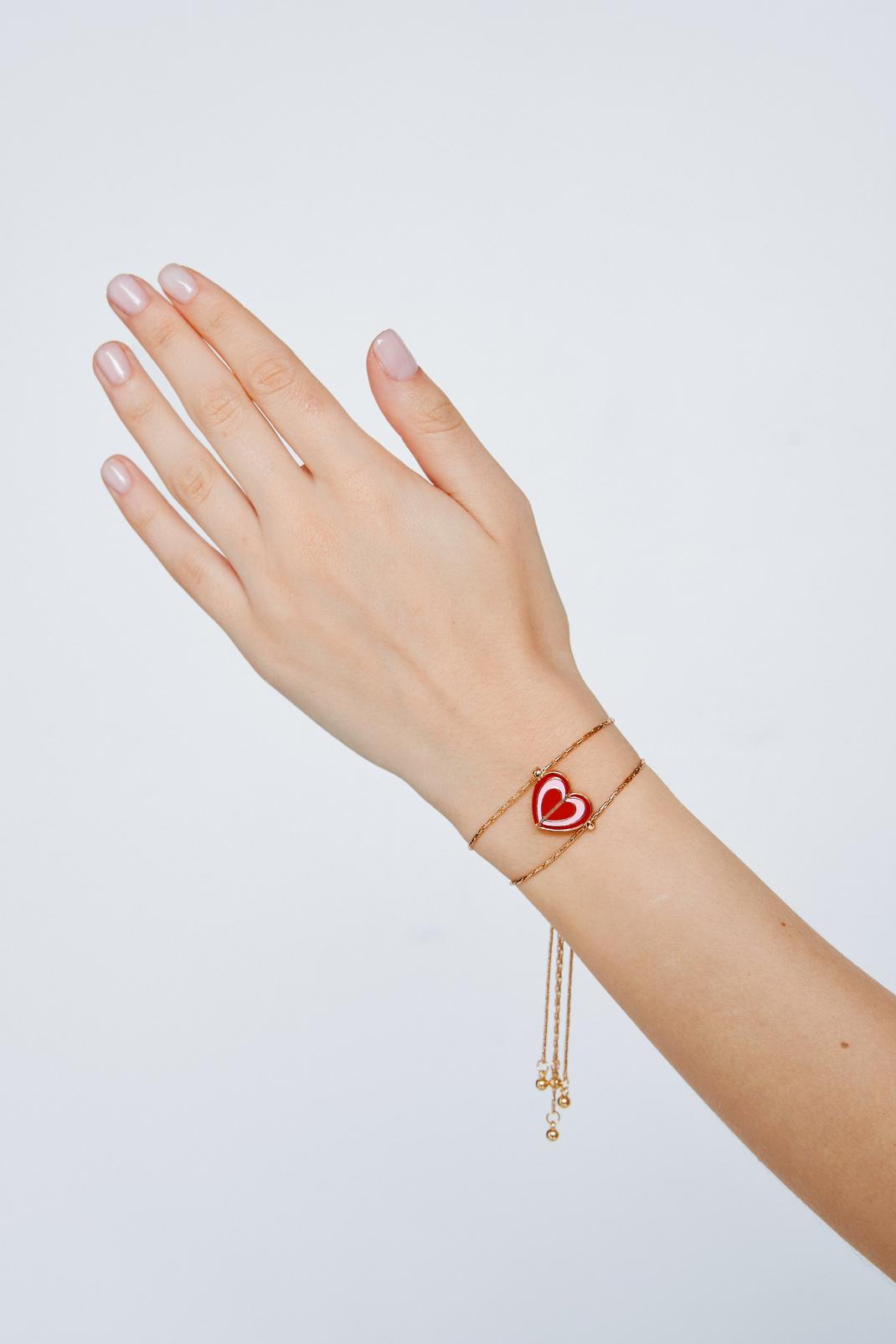 Bracelet recyclé à détail cœur, Red image number 1