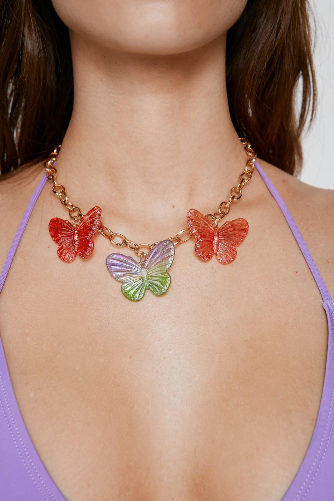 Multi Butterfly Chain Necklace image number 1