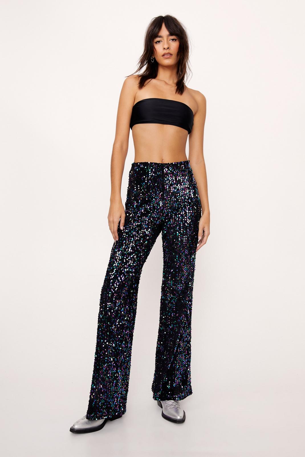 High Waisted Sequin Flares  Flattering fashion, High waisted, Flares