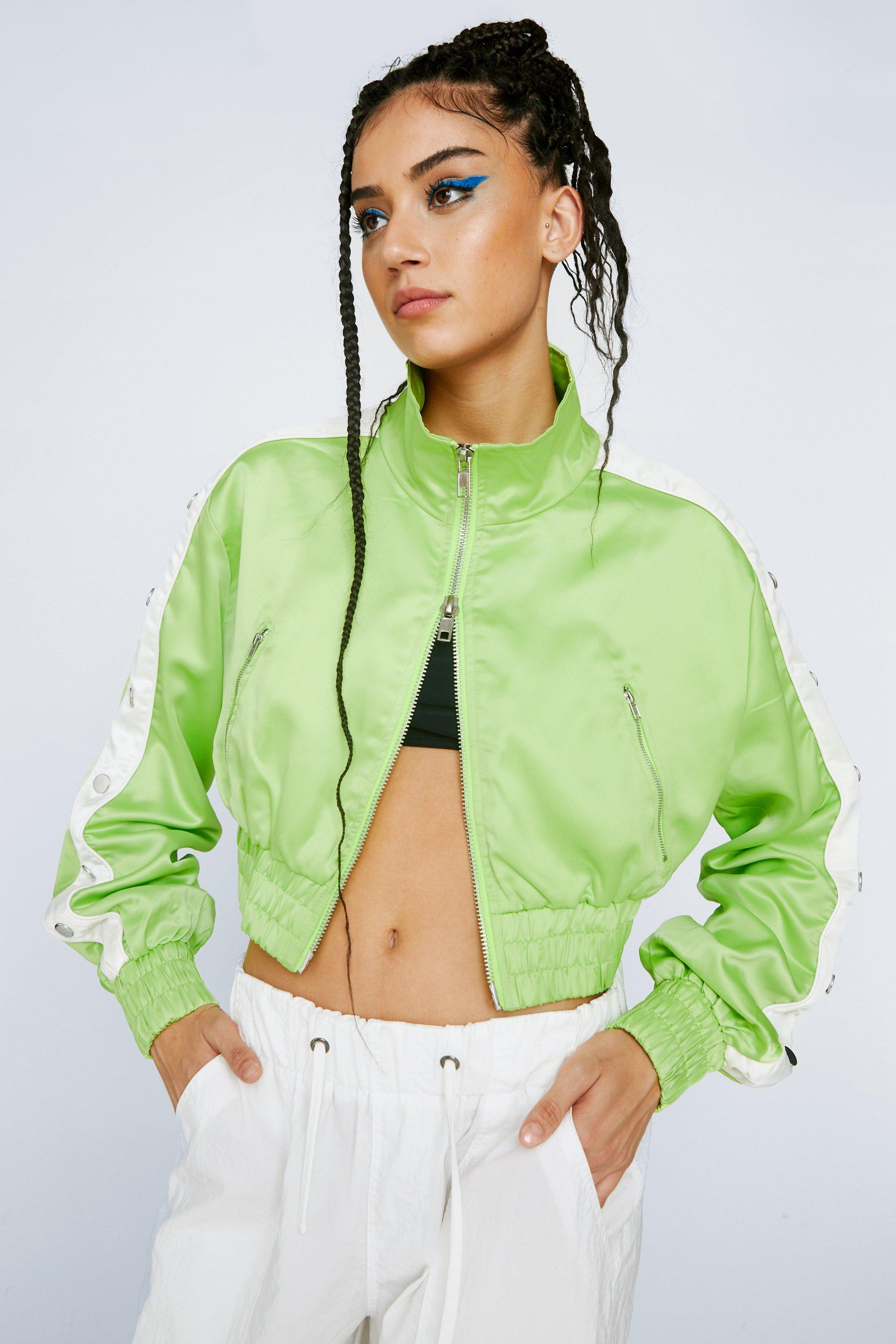 Satin Zip Through Popper Detail Jacket | Nasty Gal