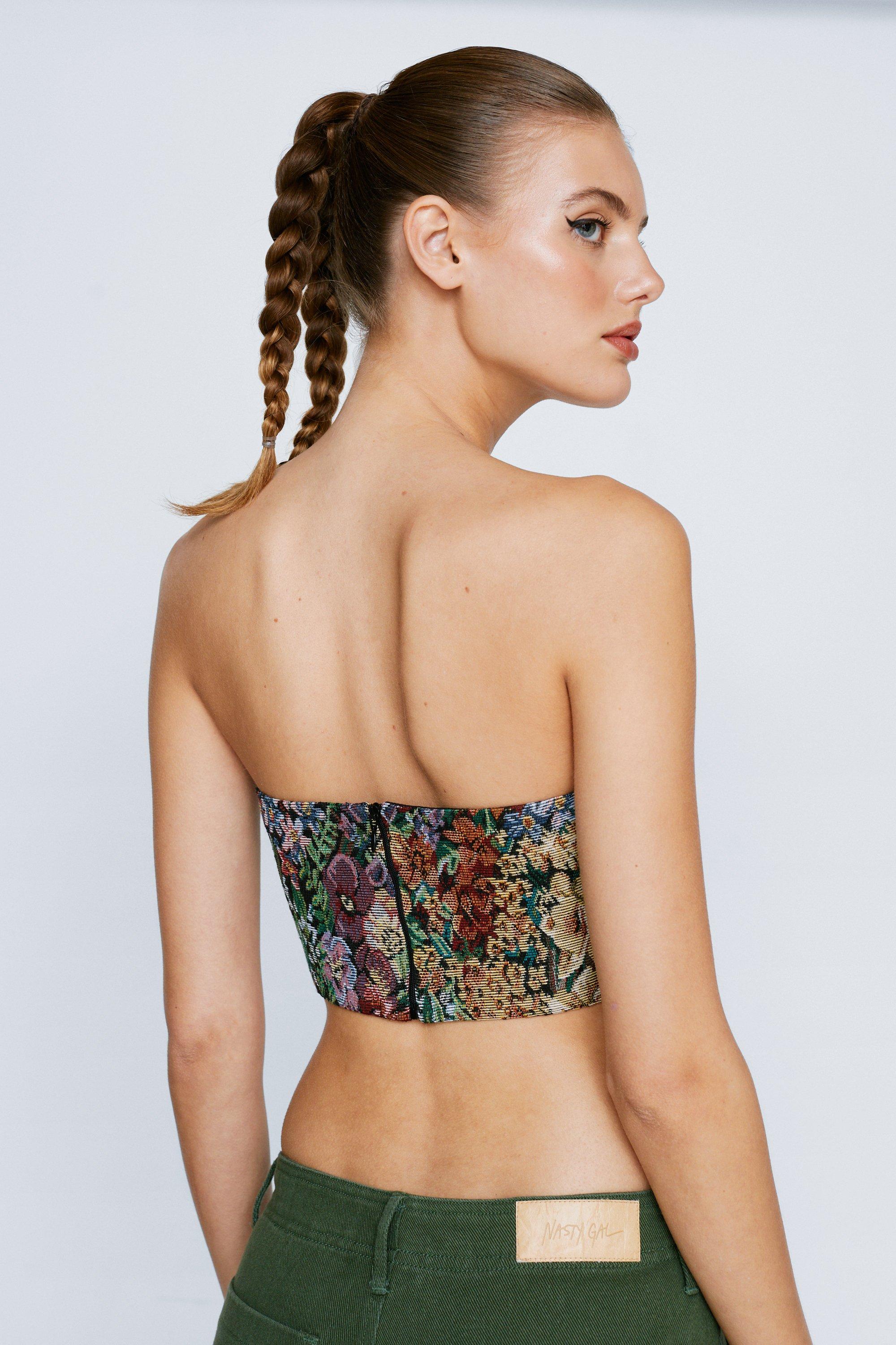 Floral Bandeau Corset Crop Top