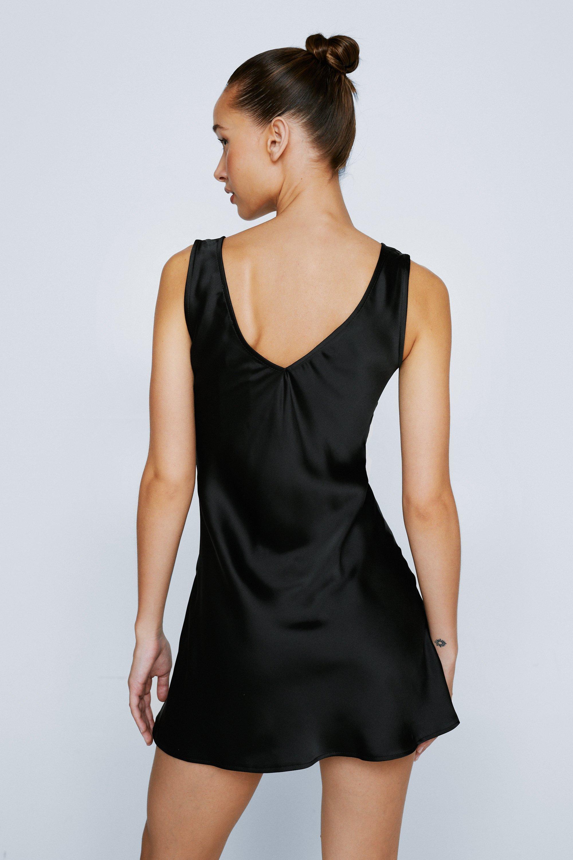 Petite black outlet satin dress