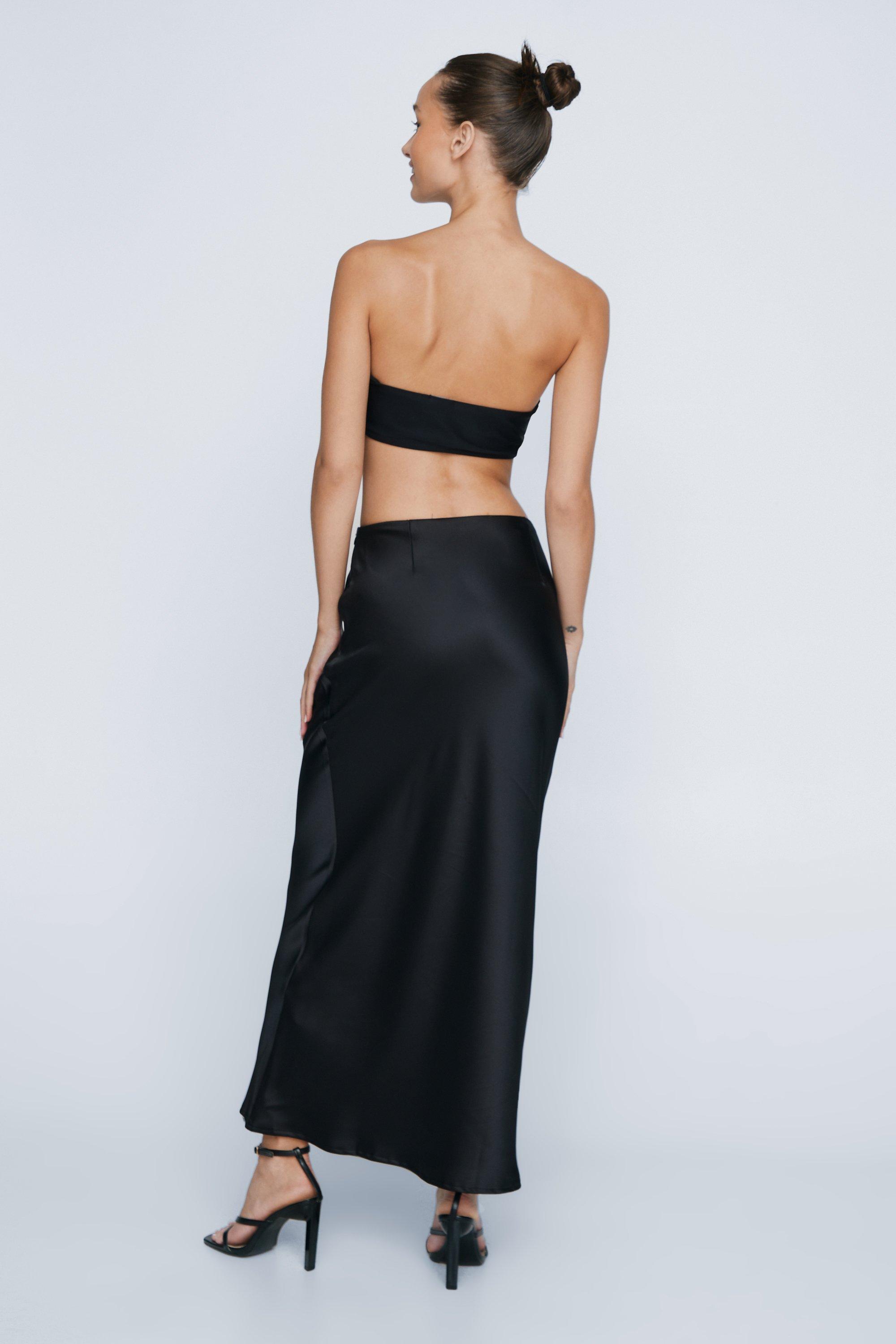 Petite Bias Cut Satin Maxi Skirt