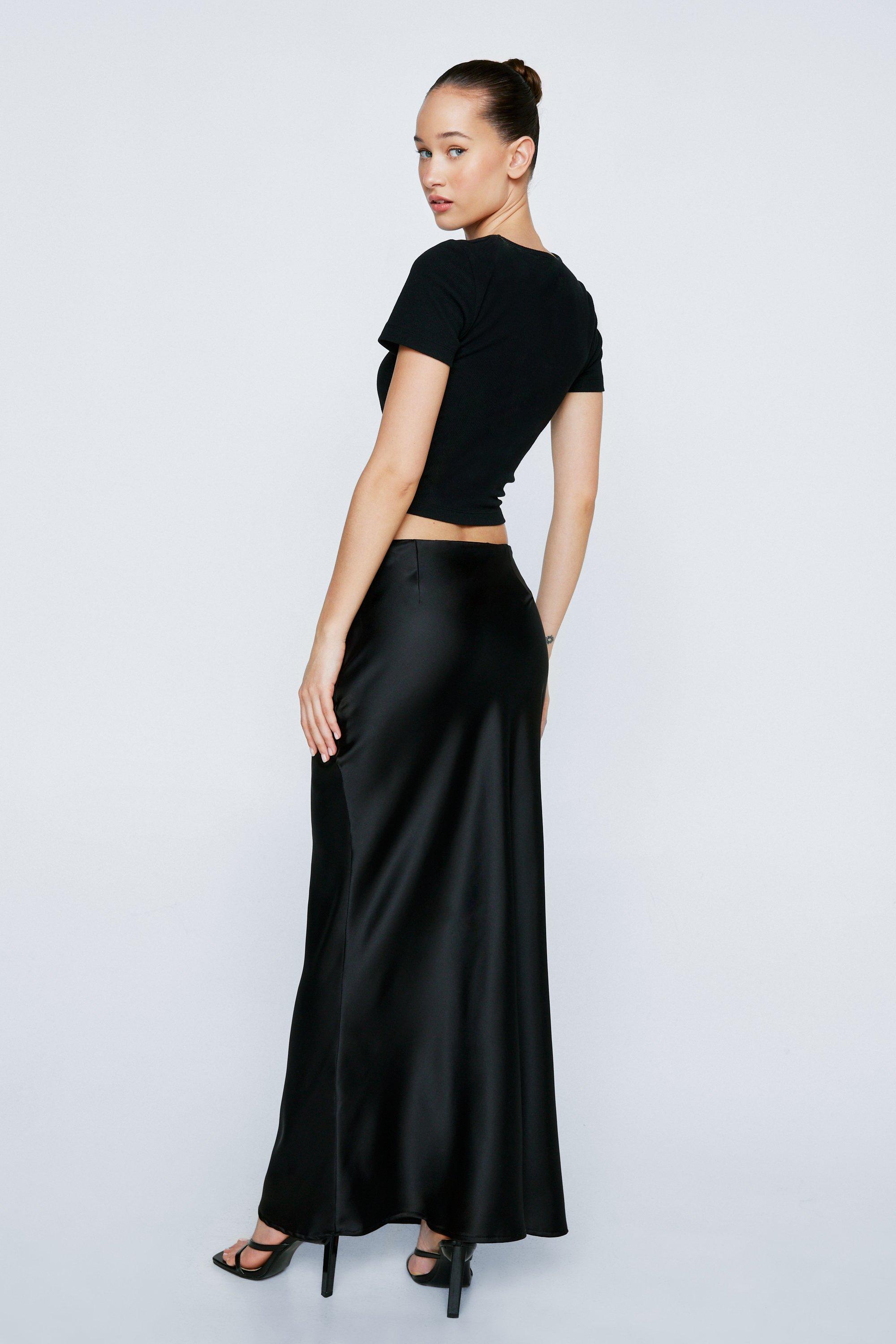 Black on sale satin skirt