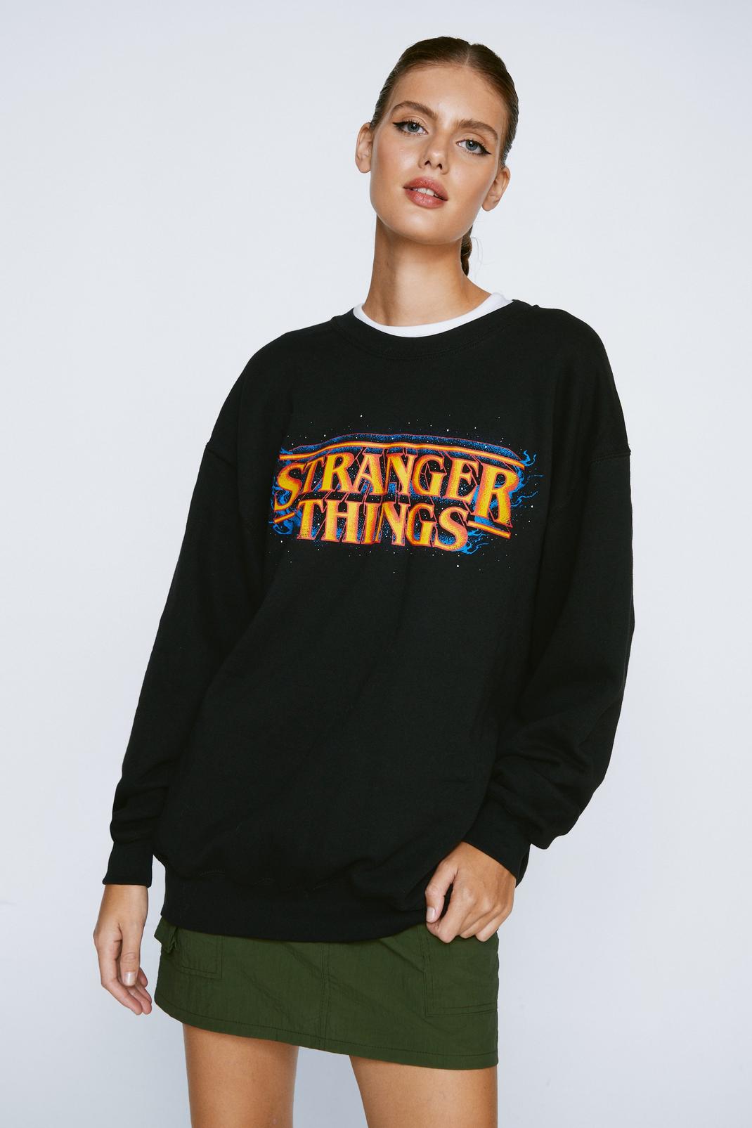 Black Stranger Things Oversized Sweatshirt image number 1