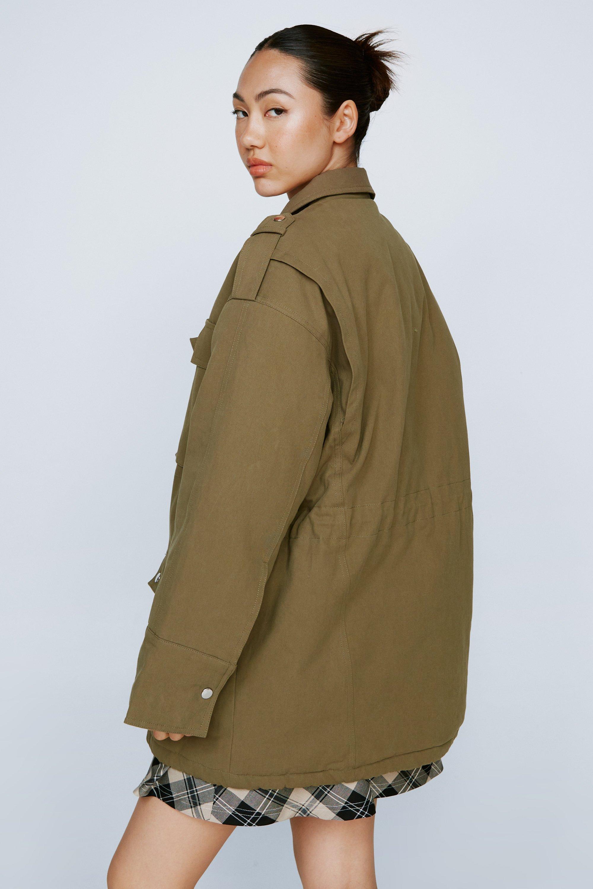 Padded Twill Multi Pocket Cargo Jacket | Nasty Gal