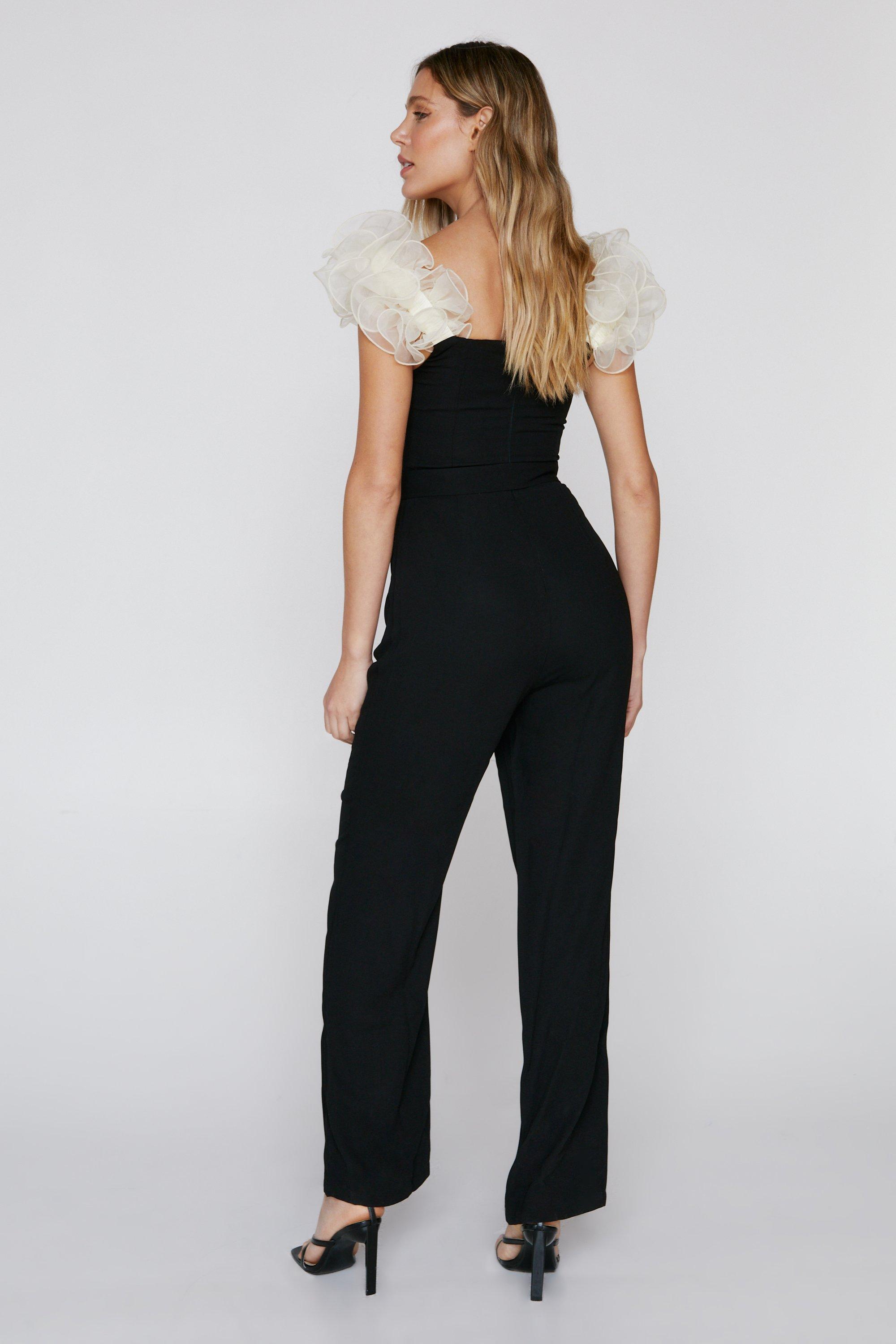 Crochet Open Back Long Sleeve Jumpsuit