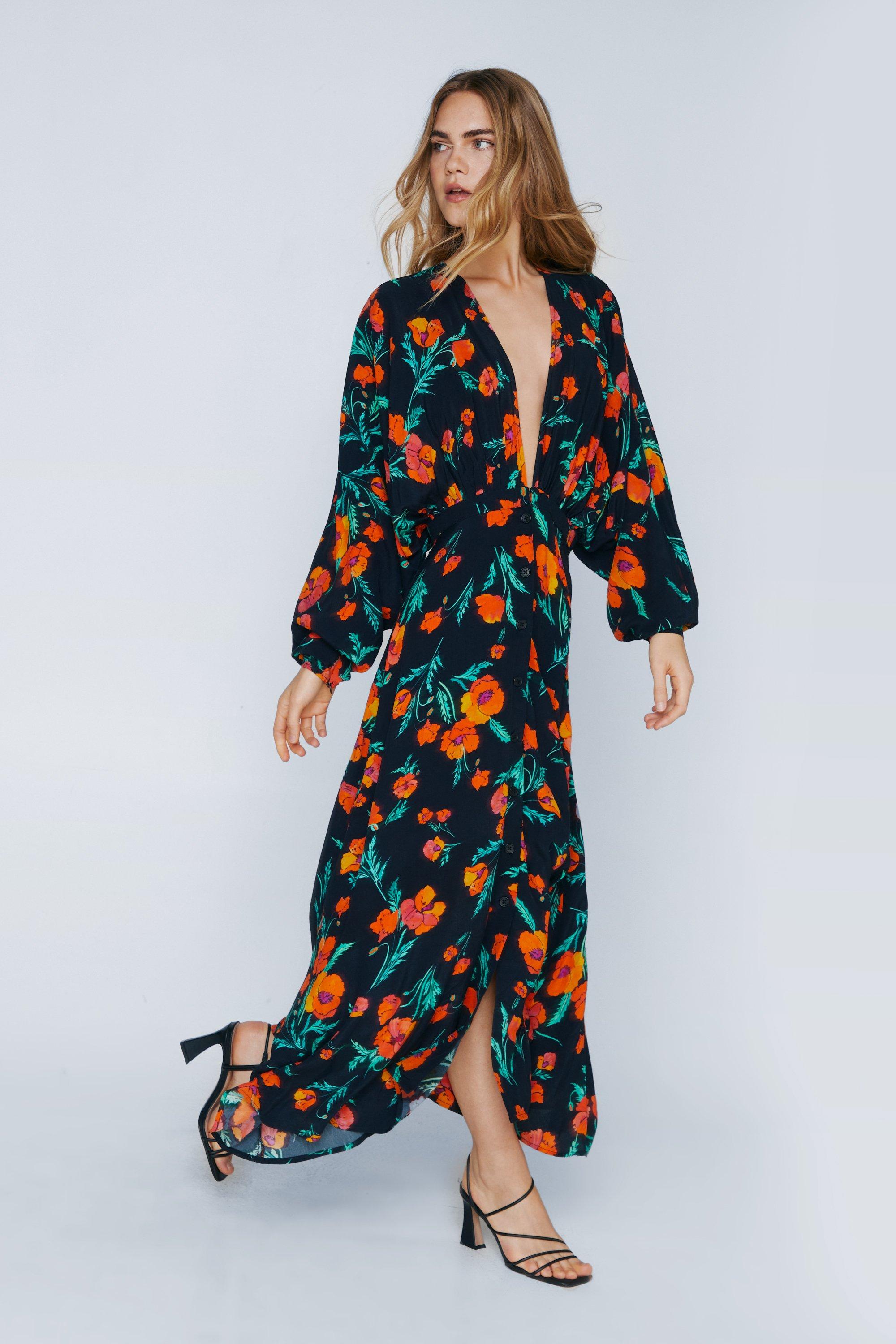 Floral batwing outlet dress