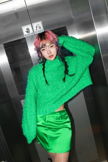 City Scouts Loop High Neck Oversized Jumper green