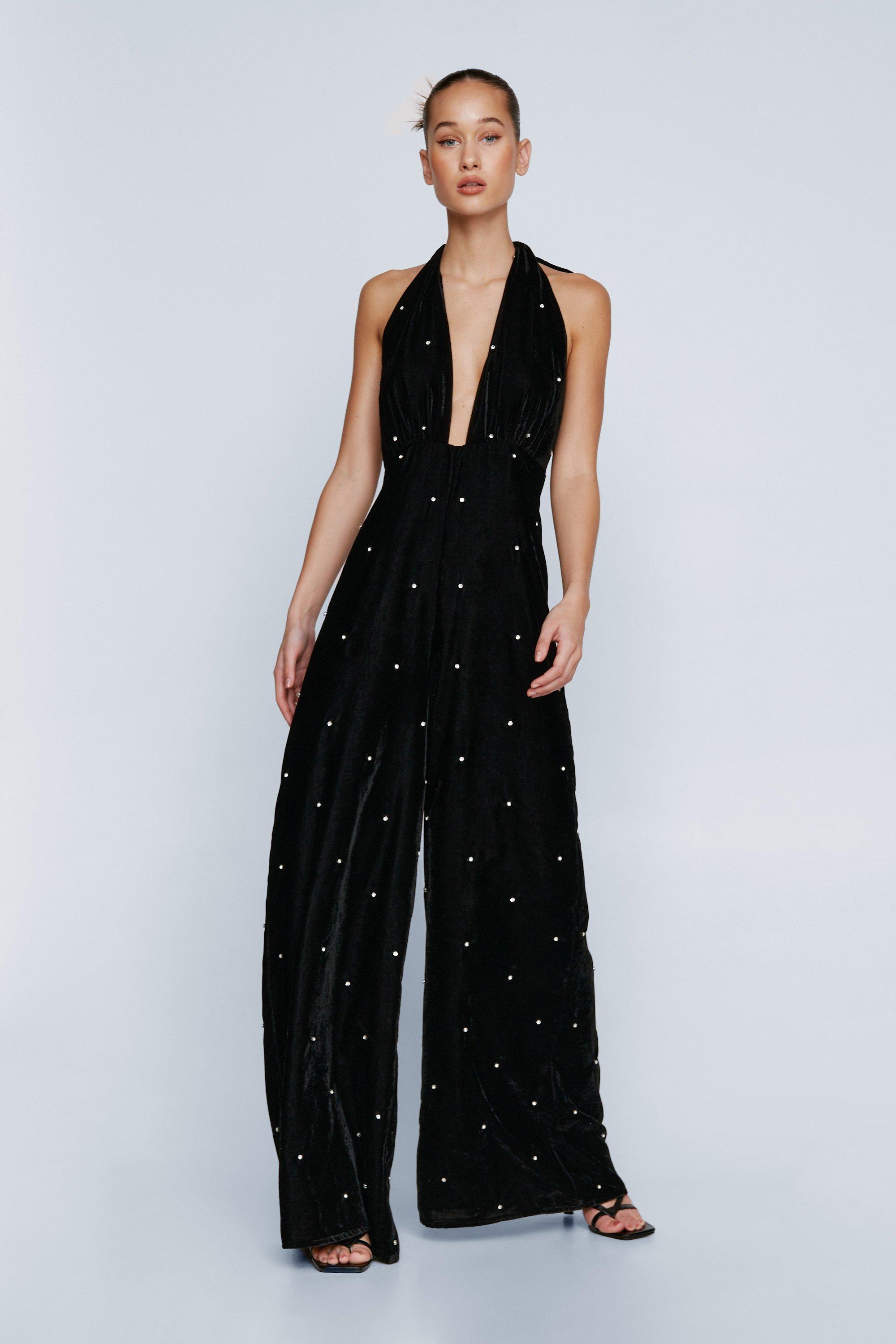 Nasty gal hot sale velvet jumpsuit